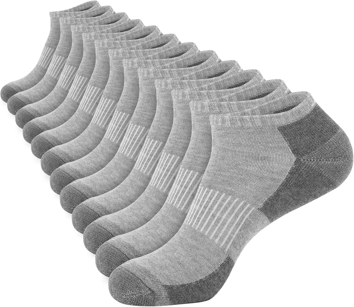 COOPLUS 12 Pack Mens Cushioned Ankle Socks, Low Cut Breathable Casual Socks (Sho...