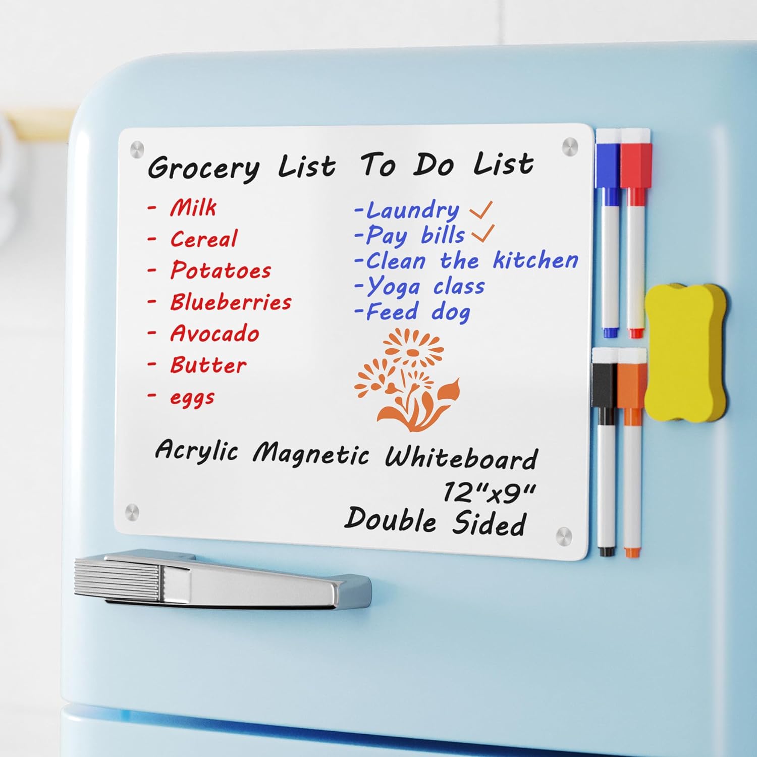 Magnetic Whiteboard Fridge Dry Erase Board, Acrylic Glossy White Planning Board...