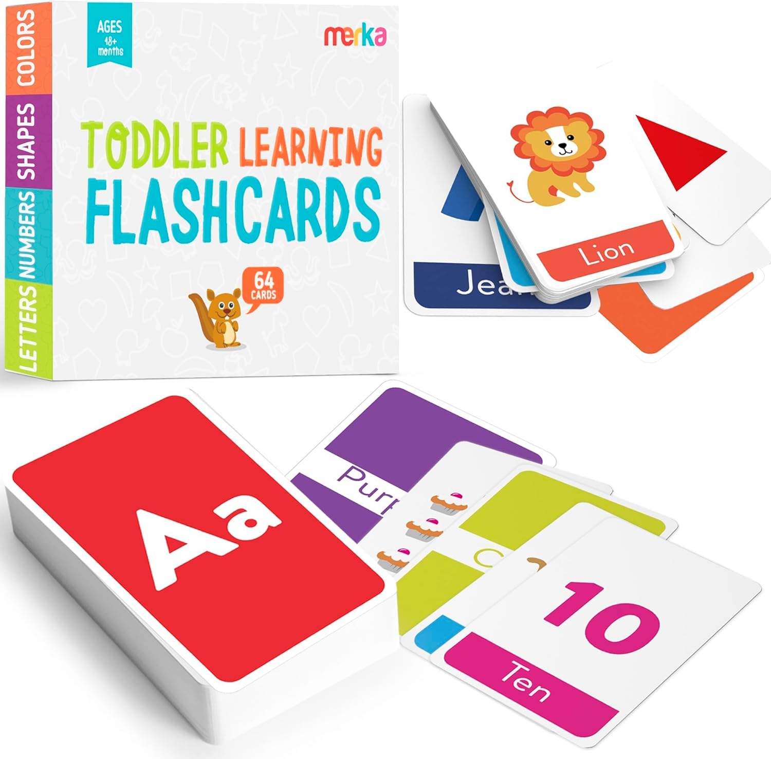 merka Toddler Flash Cards Alphabet Flash Cards for Toddlers, Set of 58 Letters,...