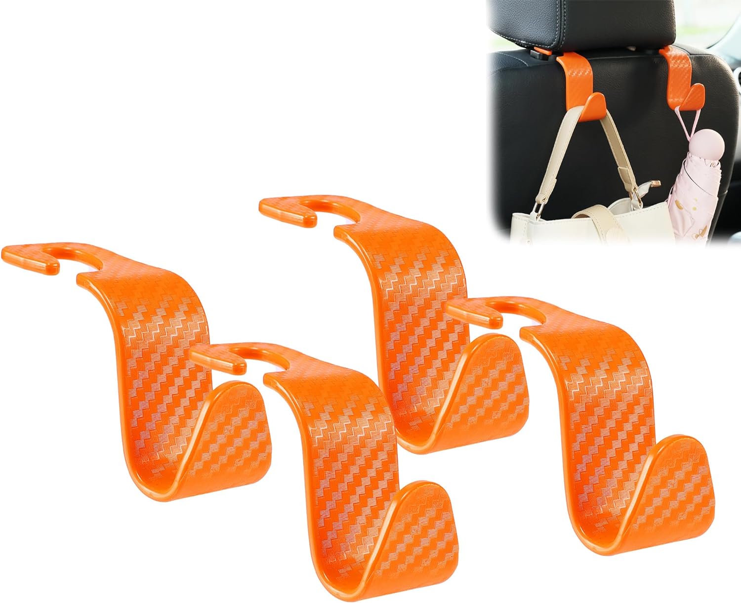Amooca Car Seat Headrest Hook 4 Pack Hanger Universal Vehicle Car Storage Organi...