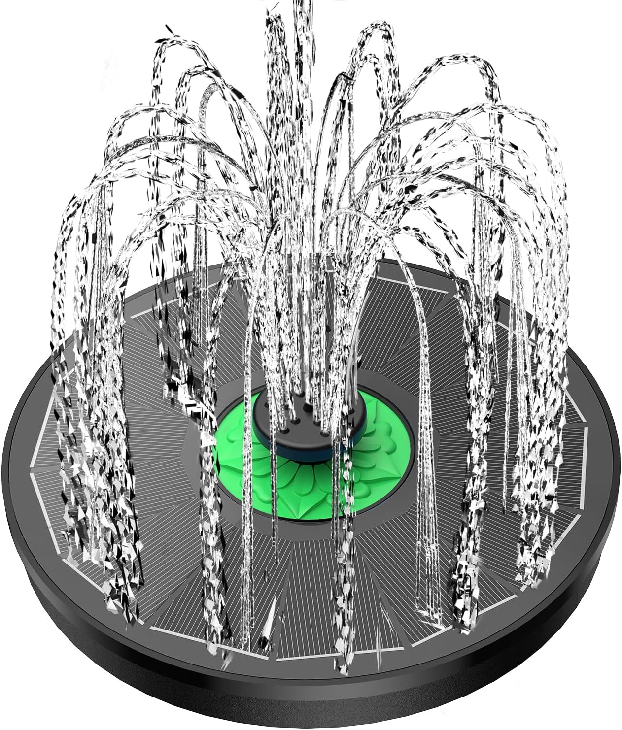 Solar Fountain Full Glass Black Panel No Battery, 3.5W Bird Bath Fountains Solar...
