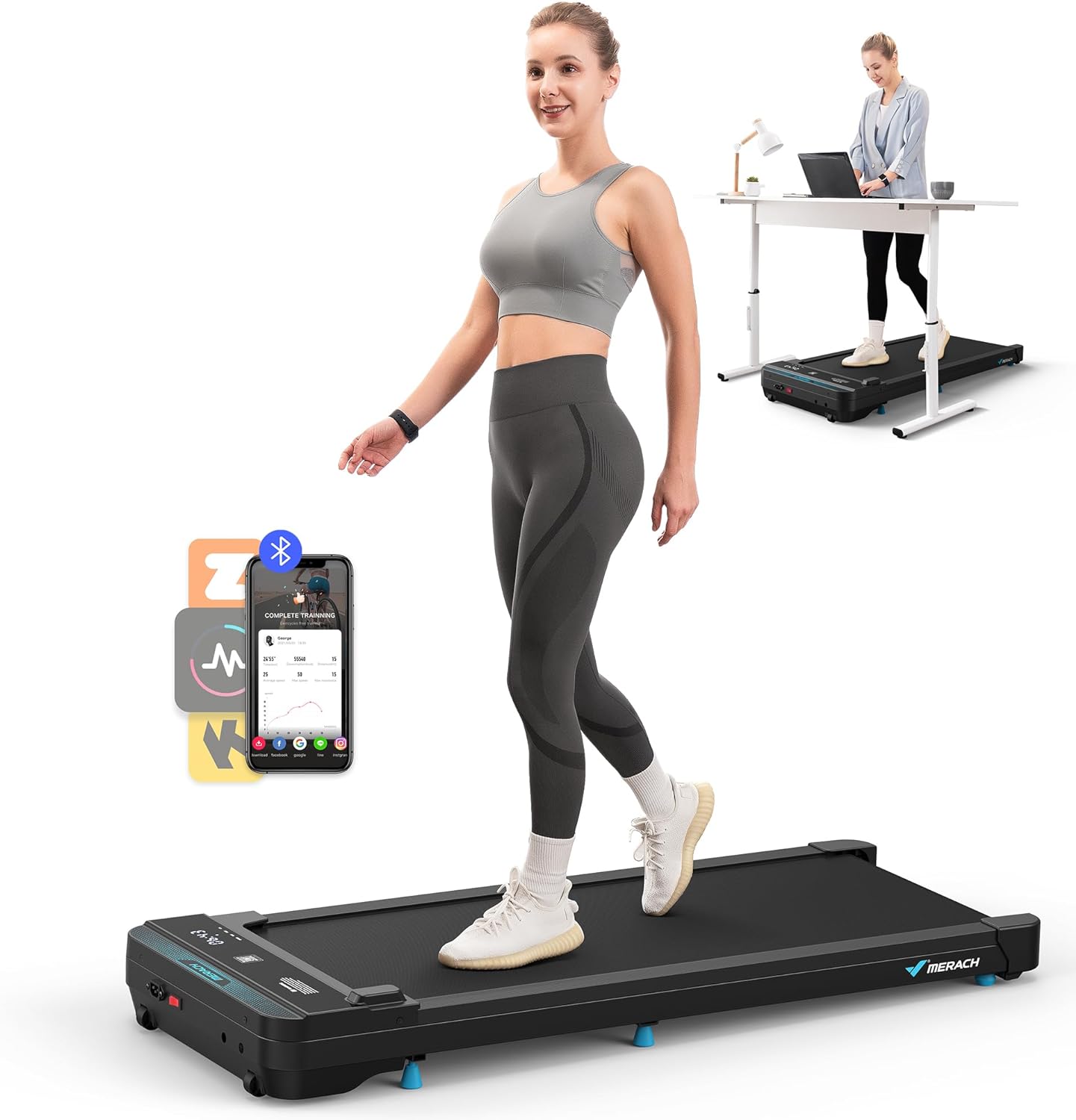 MERACH Walking Pad, Small Treadmill for Home & Office, Under Desk Treadmill with...