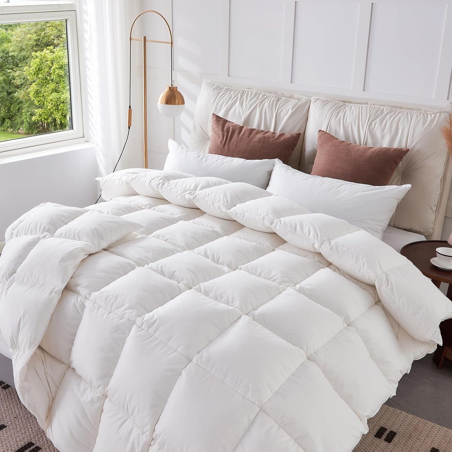 CYMULA King Feather Down Comforter with 100% Cotton Cover, Medium Warmth Duvet I...