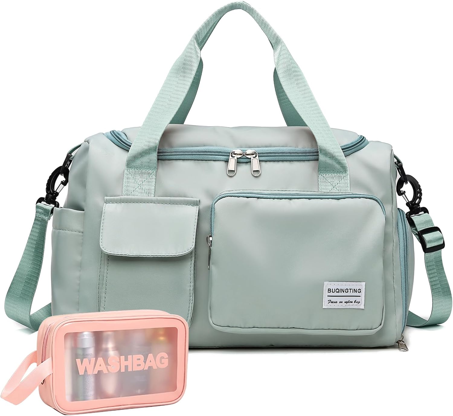 Small Gym Bag for Women, Travel Duffle Bag Carry On Weekender Bag with Shoe Comp...