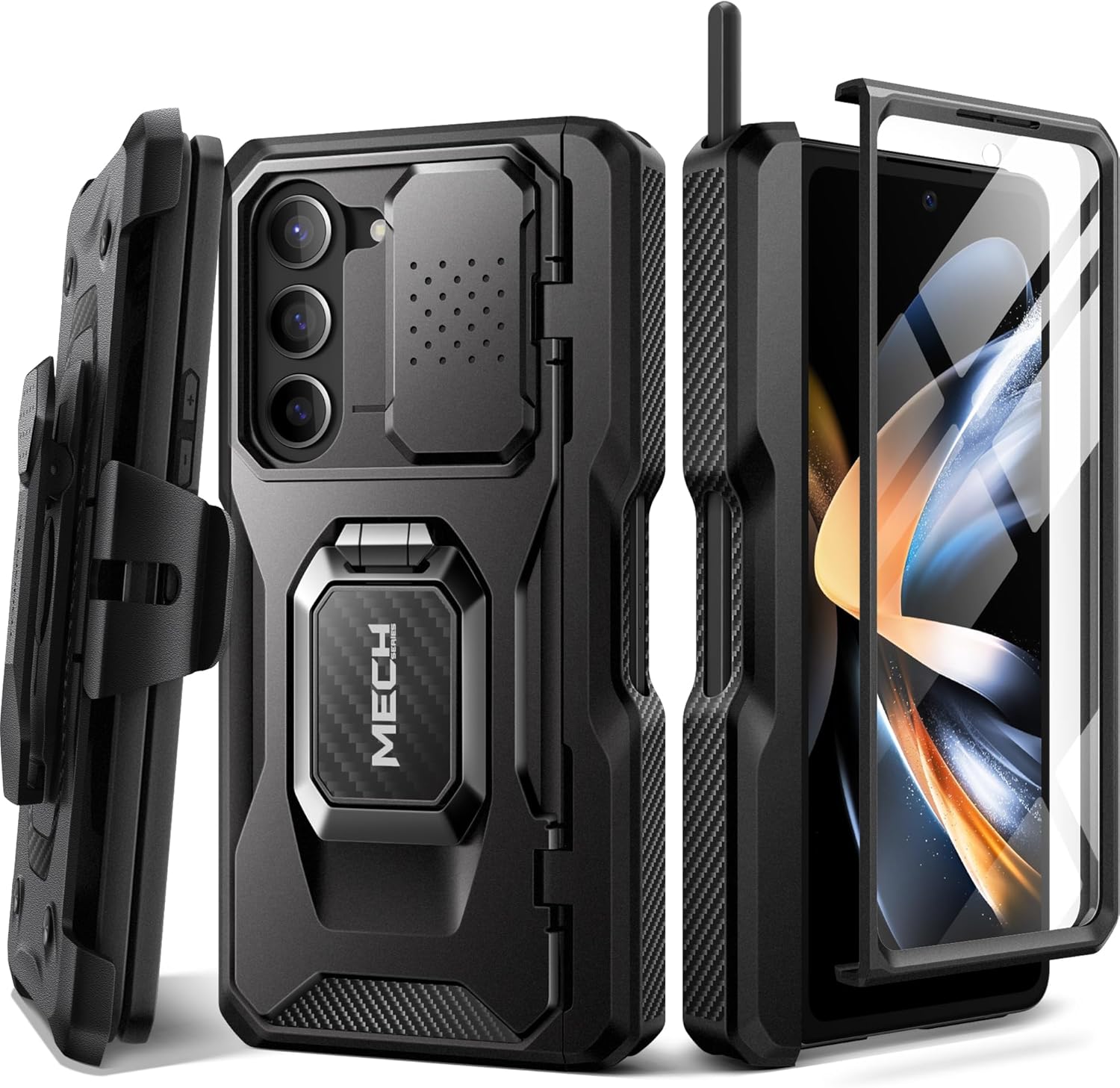 TONGATE for Z Fold 5 Case with Ring Stand, Built-in Z Fold5 S Pen Holder, Shockp...