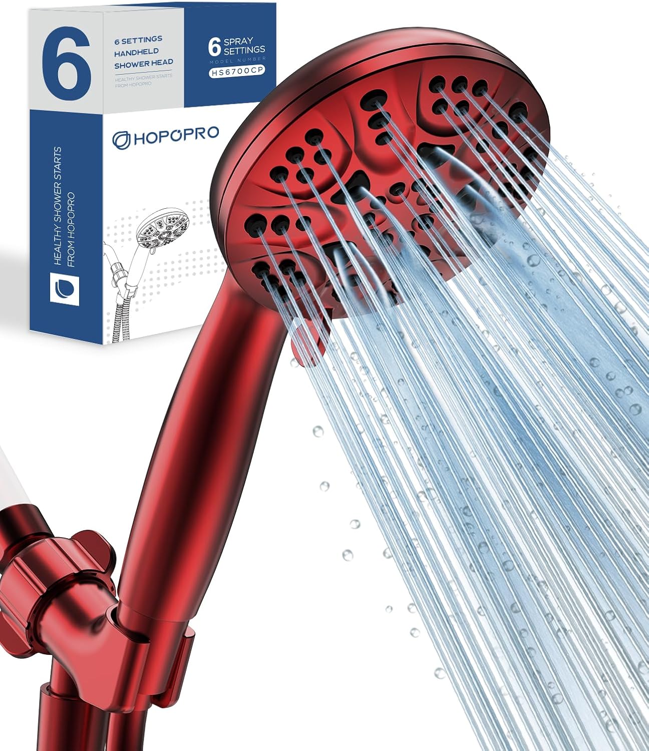 HOPOPRO 6 Functions Handheld Shower Head Set, High Flow Bathroom Shower Head Wit...