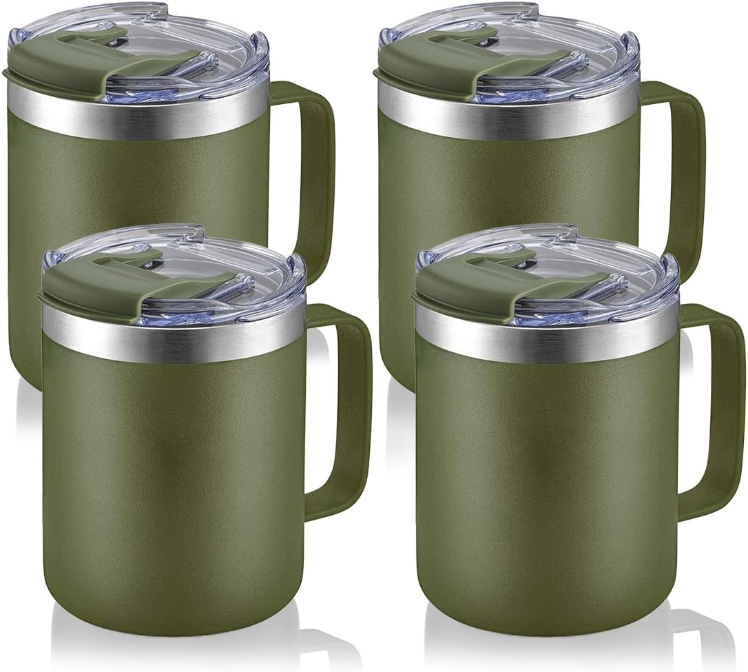 ALOUFEA 12oz Stainless Steel Insulated Coffee Mug with Handle, Double Wall Vacuu...