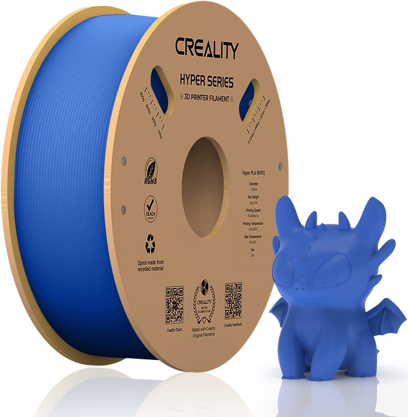 Official Creality Hyper PLA Filament 1.75mm, High Speed PLA 30-600mm/s 3D Printe...