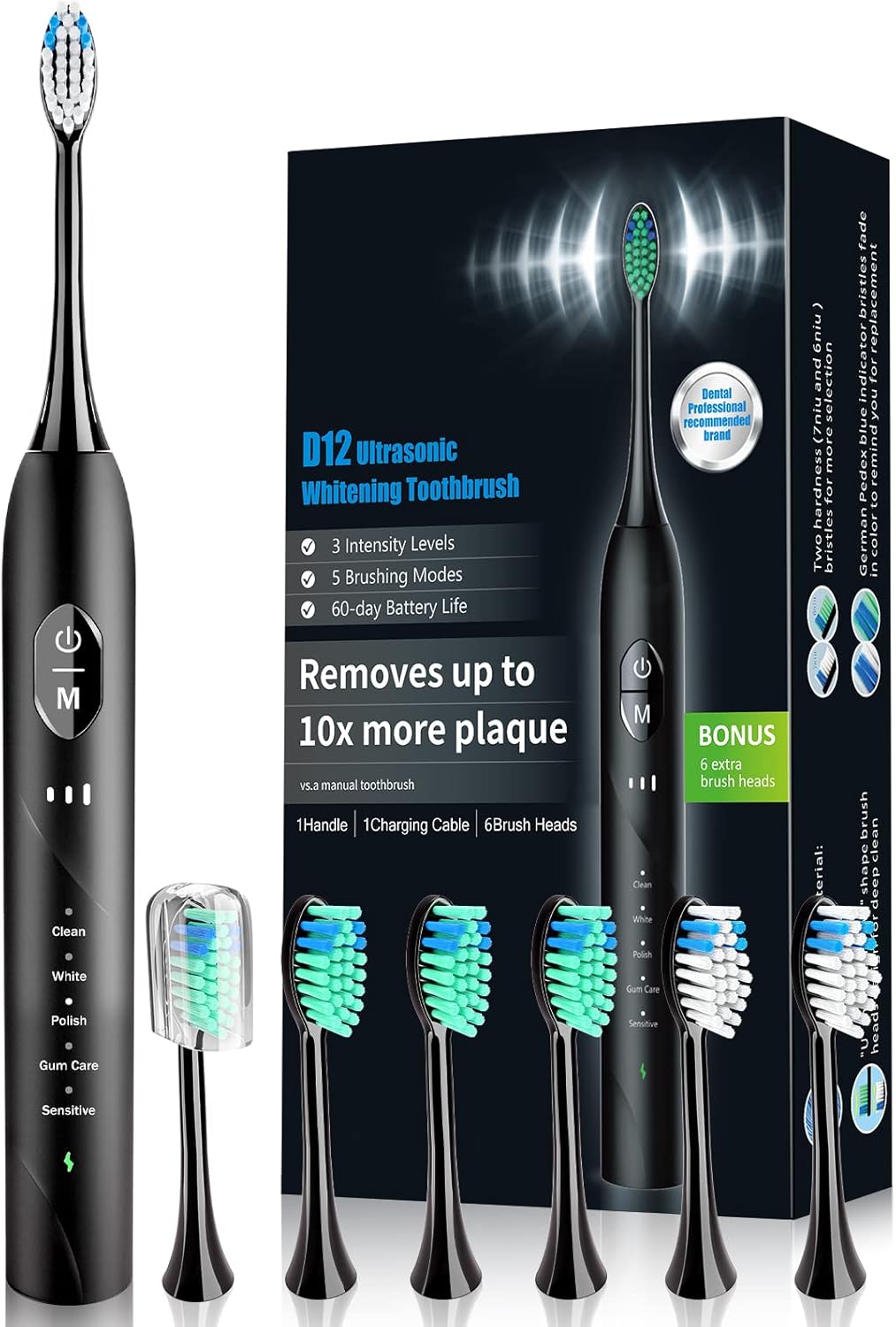 Sonic Electric Toothbrush for Adults, Rechargeable...