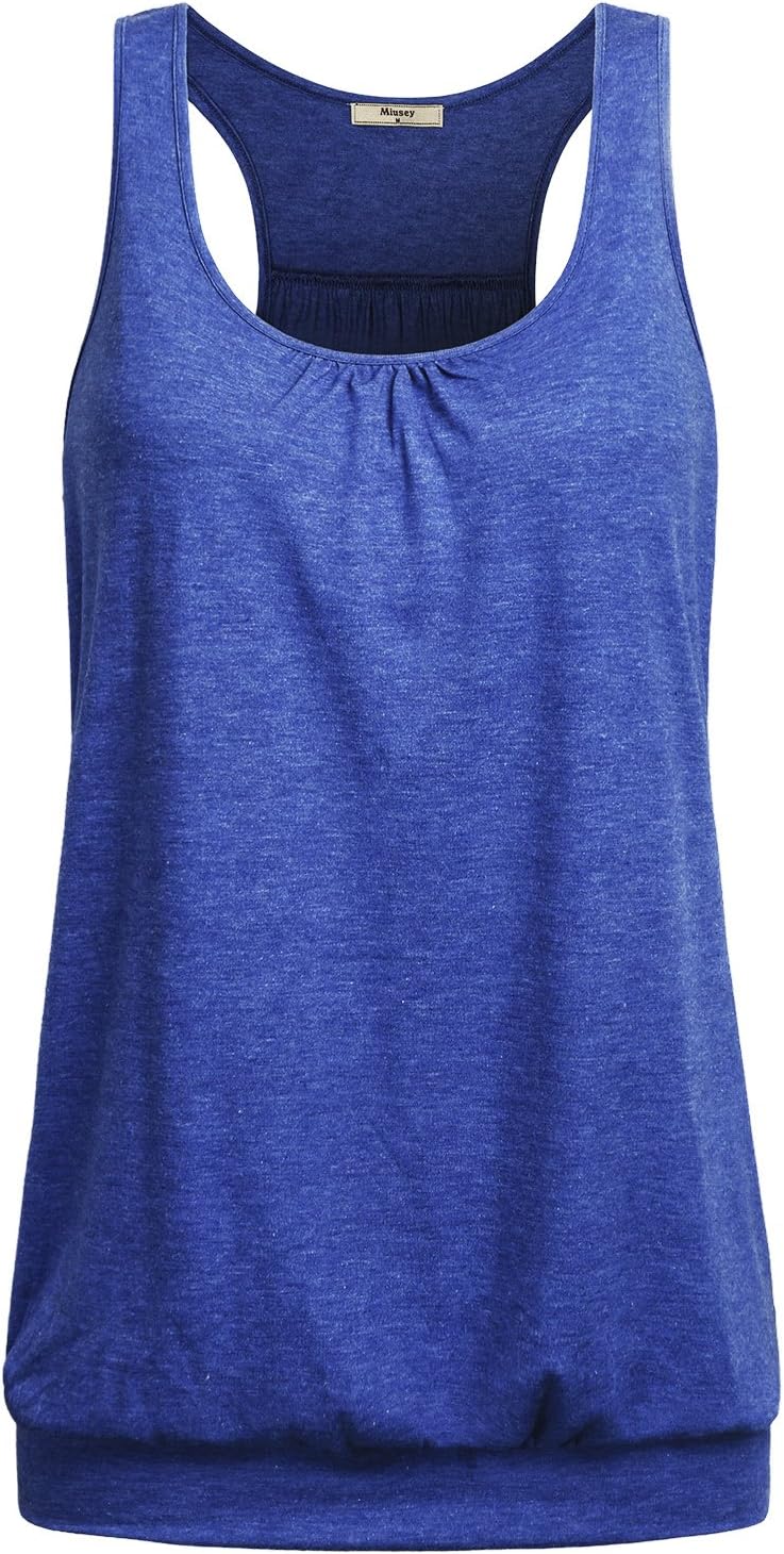 Miusey Womens Sleeveless Round Neck Loose Fit Racerback Yoga Tank Top XX-Large B...