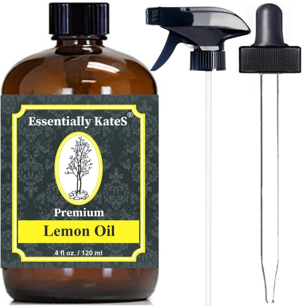 Lemon Essential Oil 4 Fl Oz - A Huge Glass Bottle with Dropper and Sprayer - 100...
