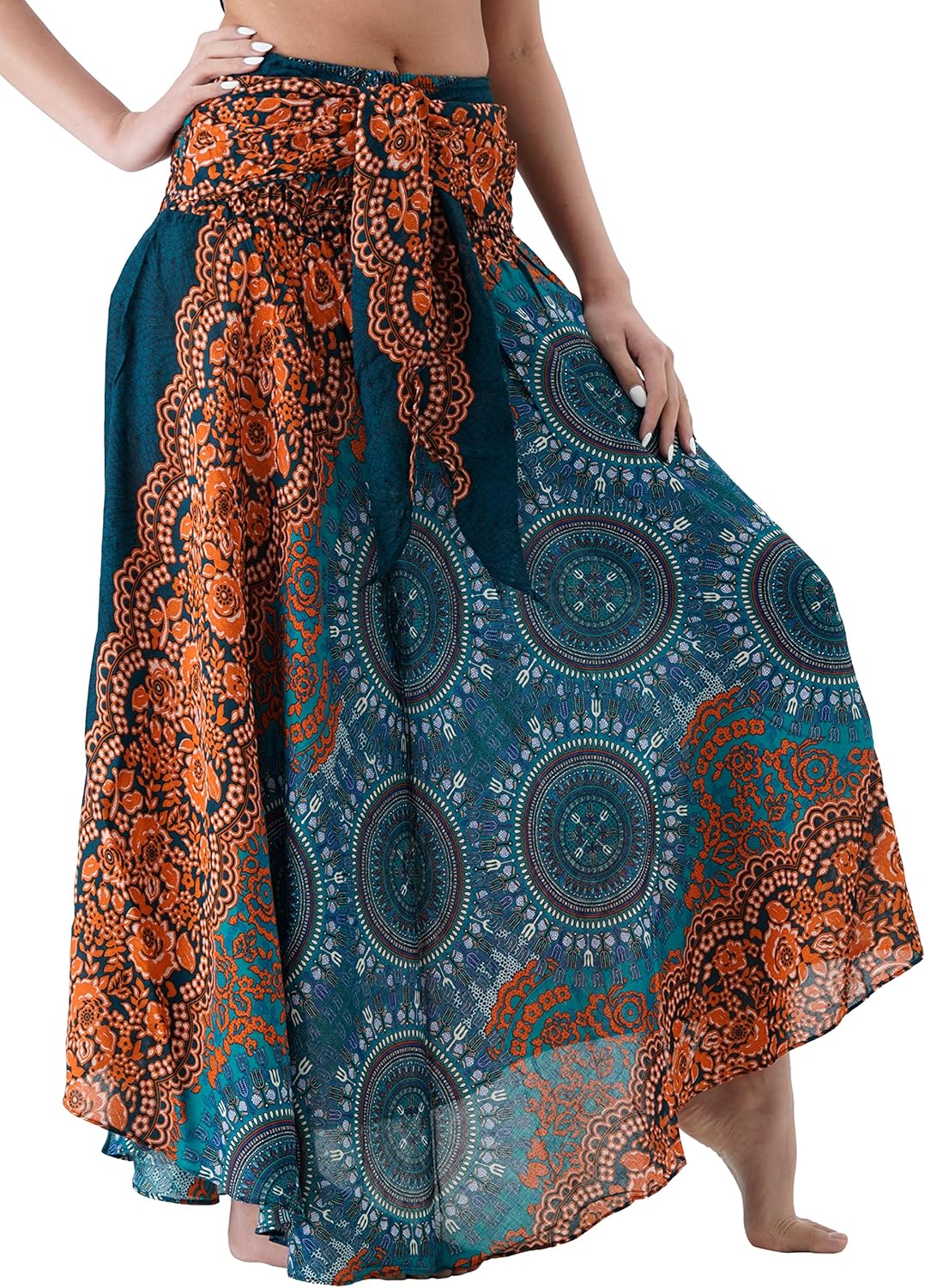 Long Skirts for Women Maxi Boho Skirt Floral Print Bohorose Green 16-20 Plus