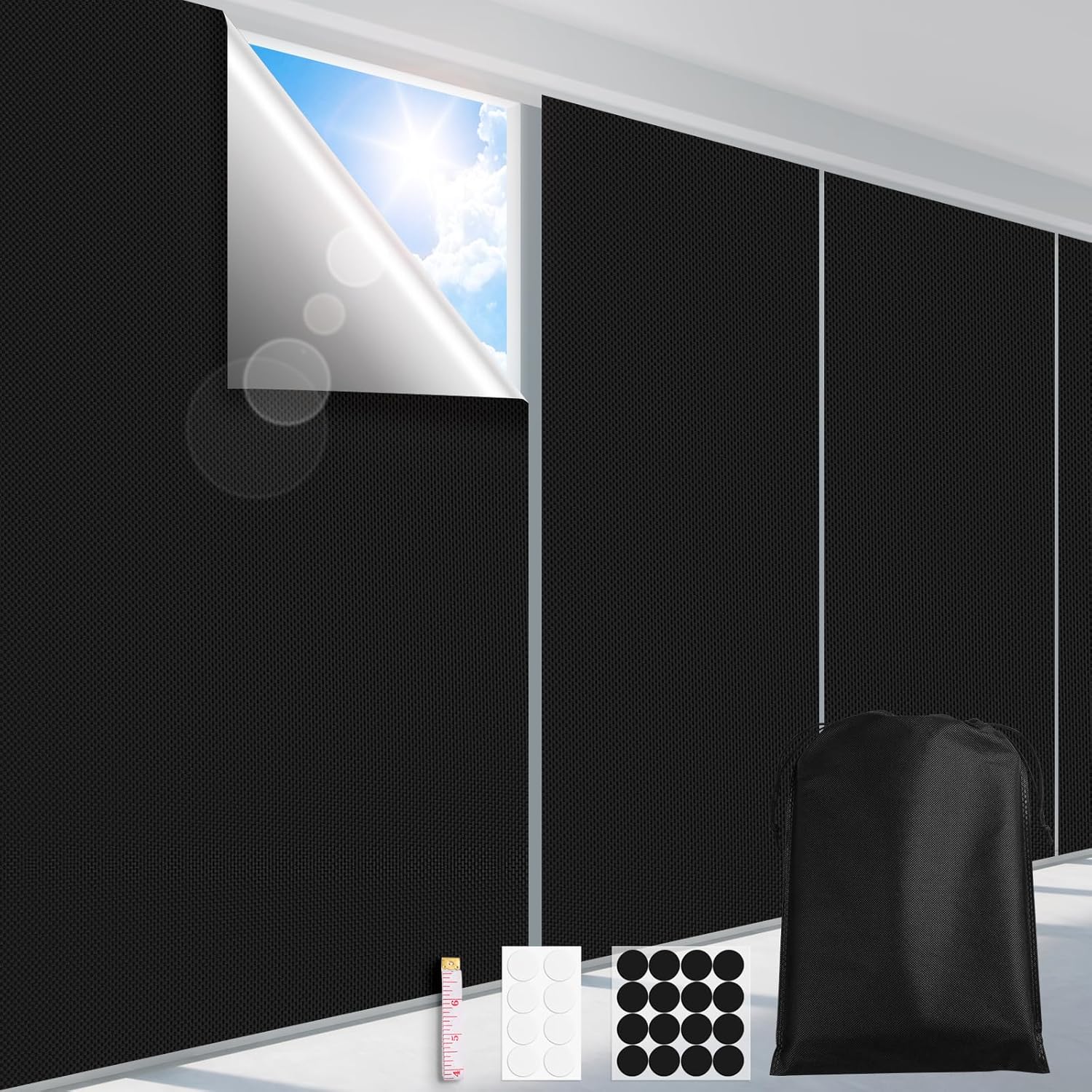 100% Blackout Window Cover 40" x 57" Travel Blackout Window Shades Portable Blac...