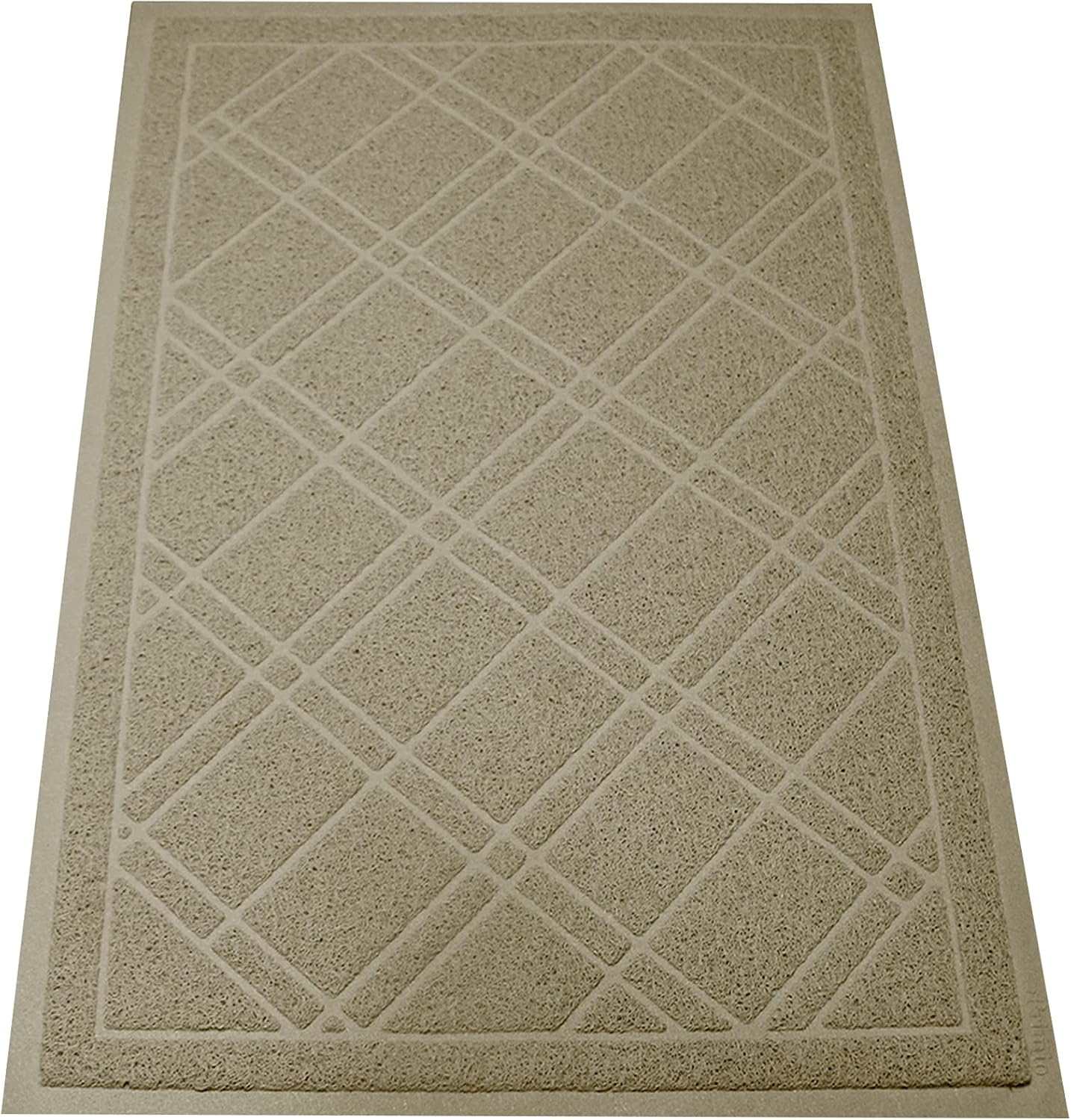 SlipToGrip Universal Door Mat, Plaid Design - Taupe, 35 x 23 - Anti Slip, Durabl...