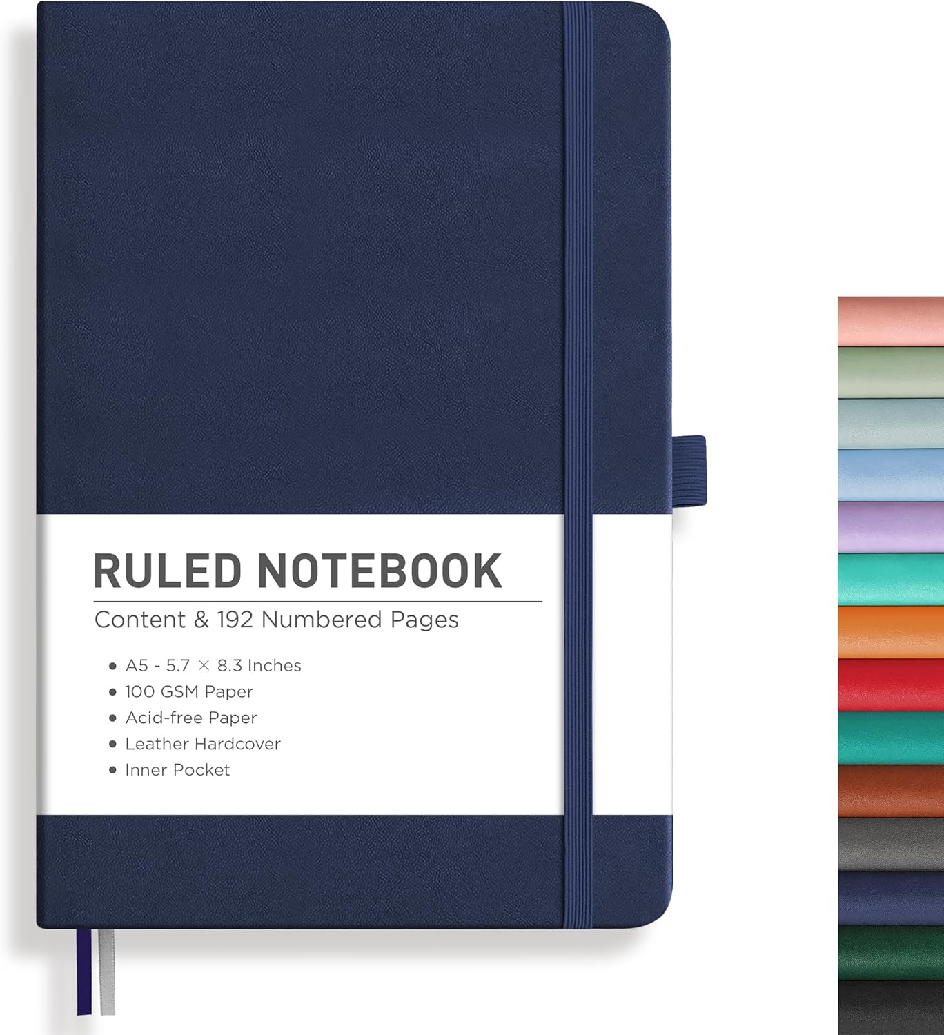 RETTACY Notebook Journal - A5 College Ruled Notebook with 192 Numbered Pages, No...