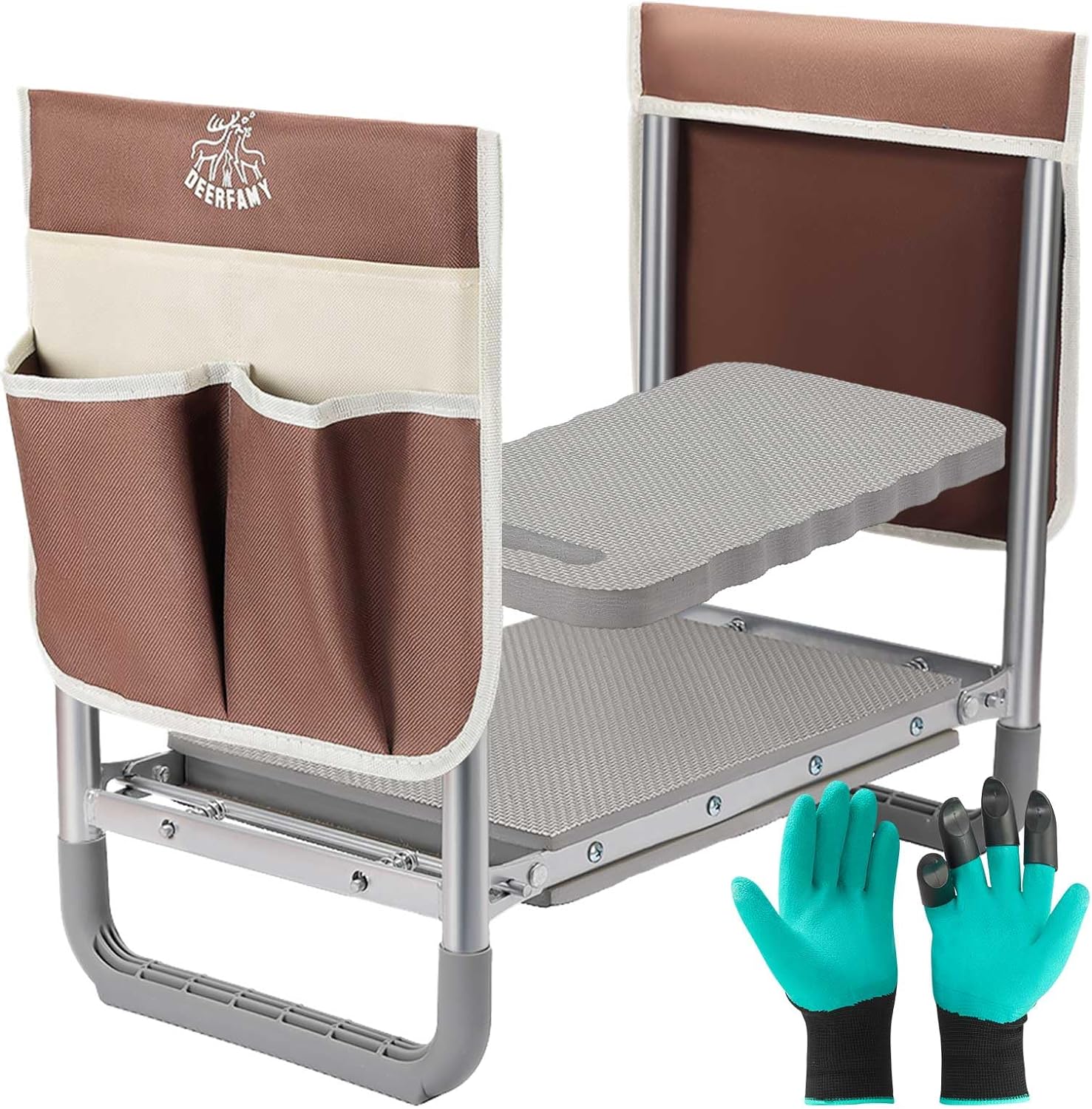 DEERFAMY Garden Stool 10.2" Width, Garden Kneeler and Seat Load Cap 350 lbs, Hea...