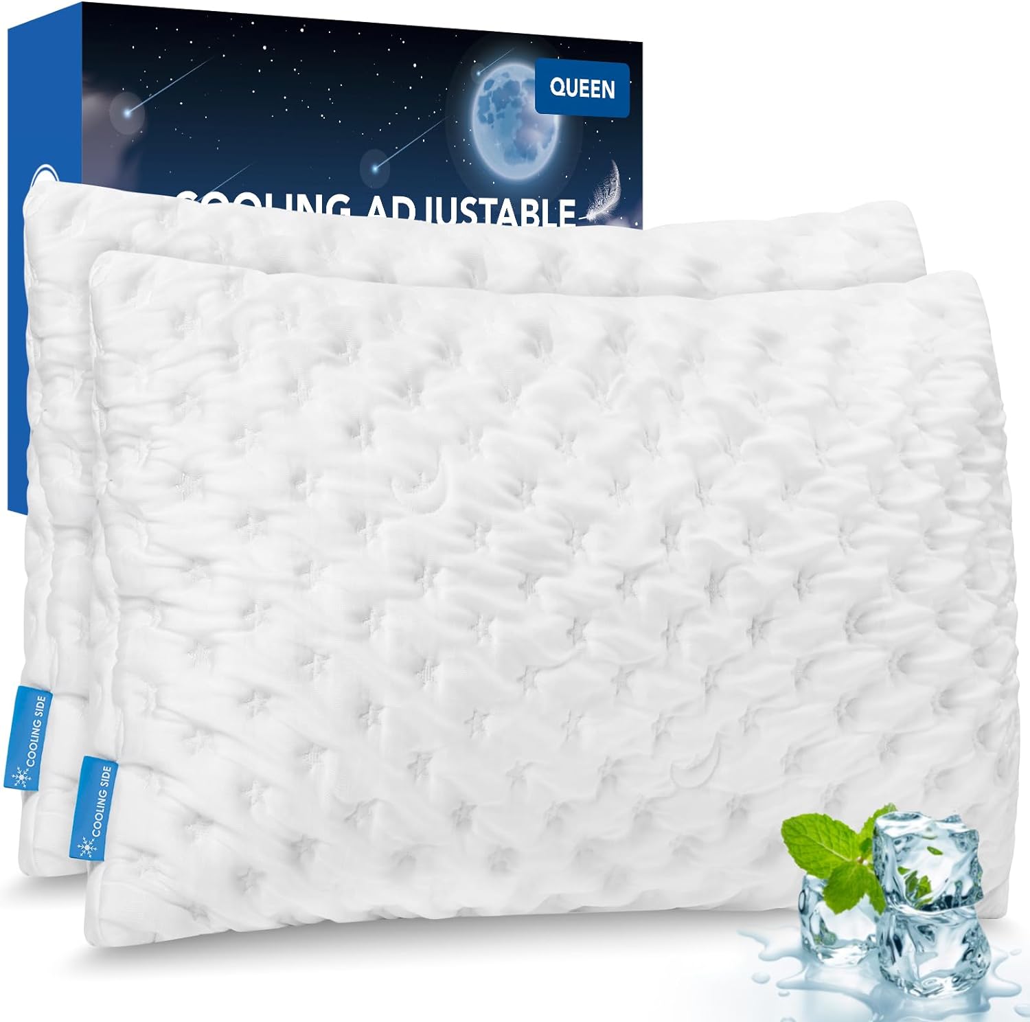 Cooling Side Sleeper Pillow for Neck and Shoulder Pain, Luxury Shredded Memory F...