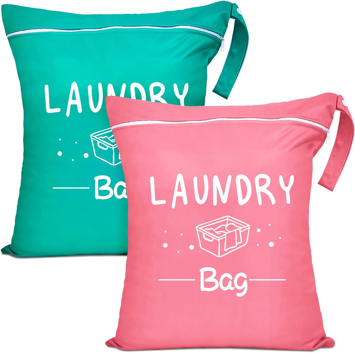 2 Pcs Large Travel Laundry Bag Waterproof Wet Dry Bag Washable Dirty Clothes Bag...