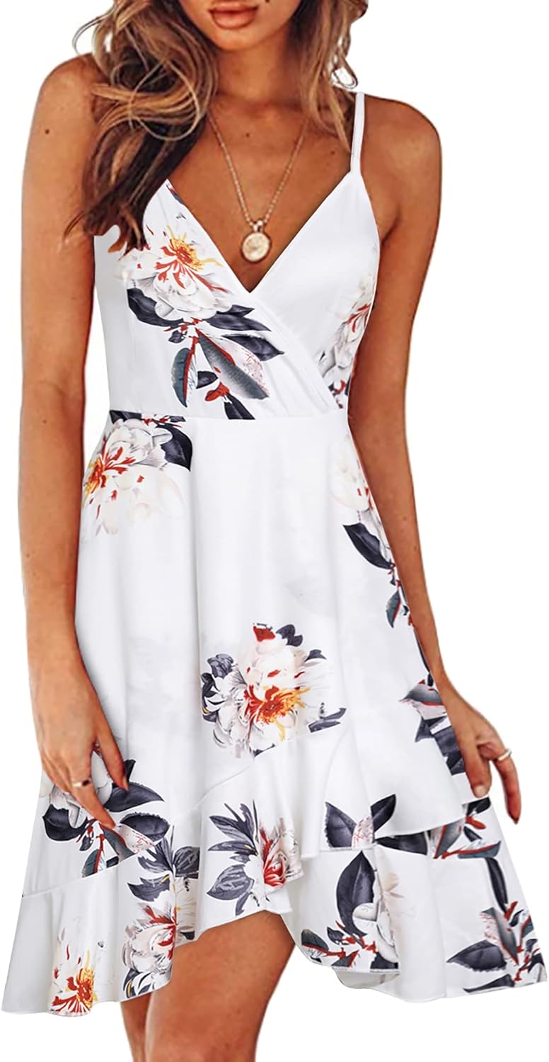 ULTRANICE Women's Summer Dresses 2024 Spring Floral V Neck Adjustable Spaghetti...