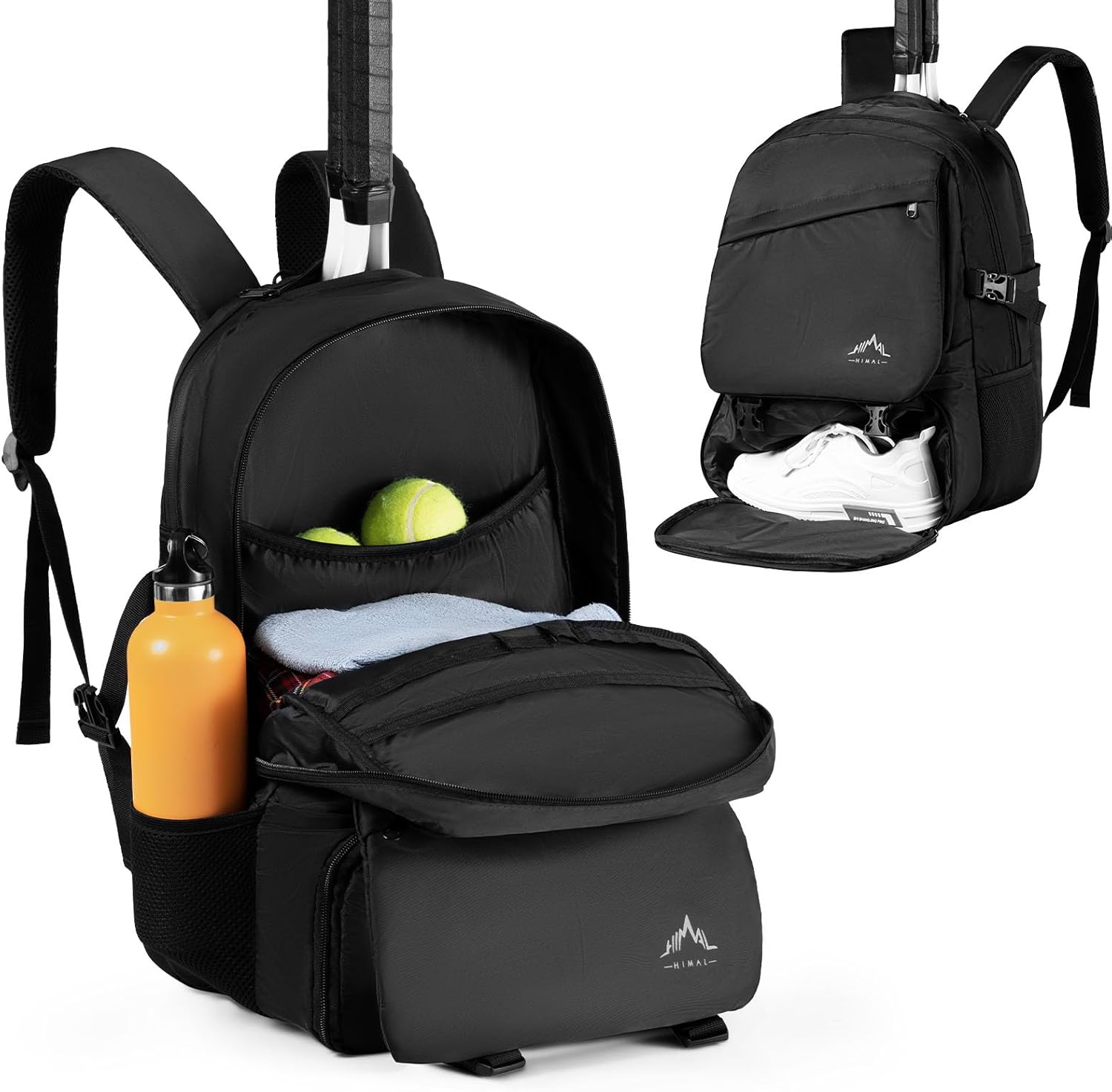 Tennis Bag-Tennis Backpack for Women Men 2 Rackets with Separate Shoe Compartmen...