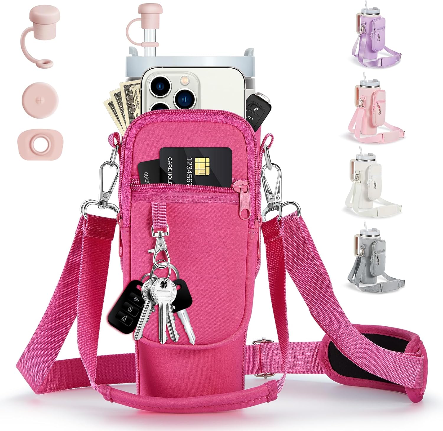Water Bottle Carrier Bag with Phone Pocket for Stanley 40/30 oz Tumbler Neoprene...
