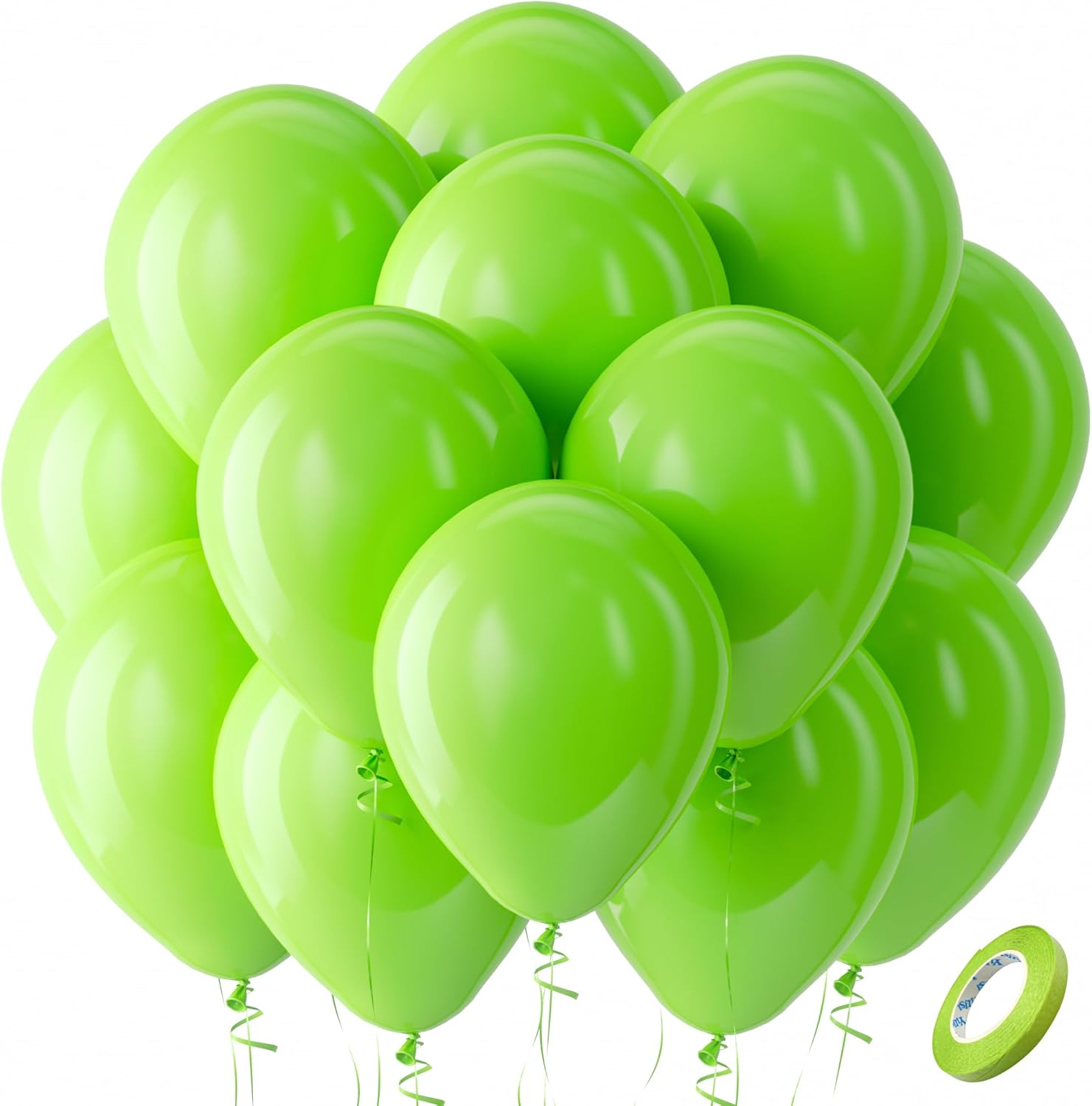 Bezente Lime Green Latex Party Balloons - 100 Pack 12 inch Light Green Balloons...