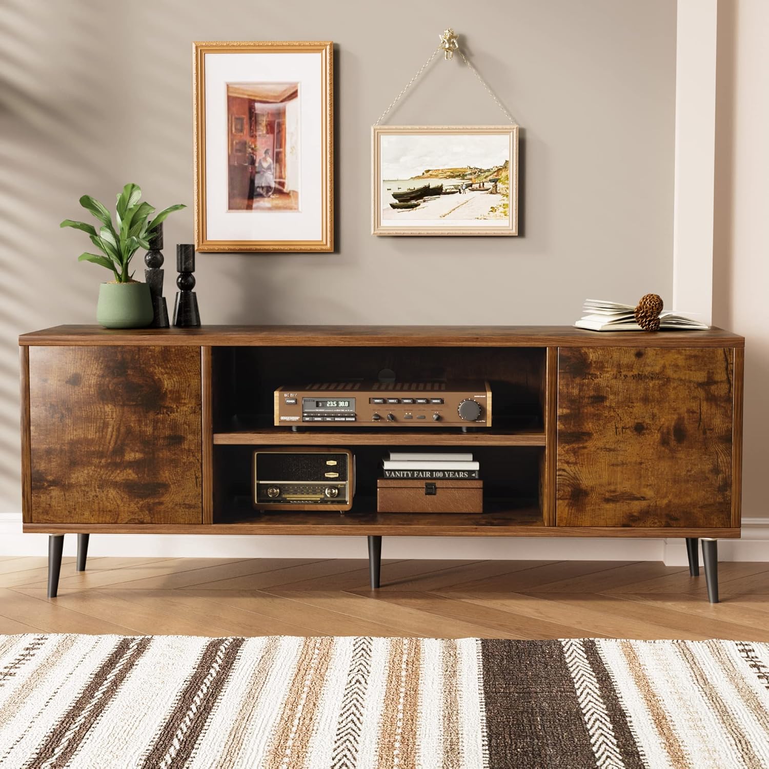 JUMMICO TV Stand for 65 Inch TV, Modern Entertainment Center with Storage Cabine...