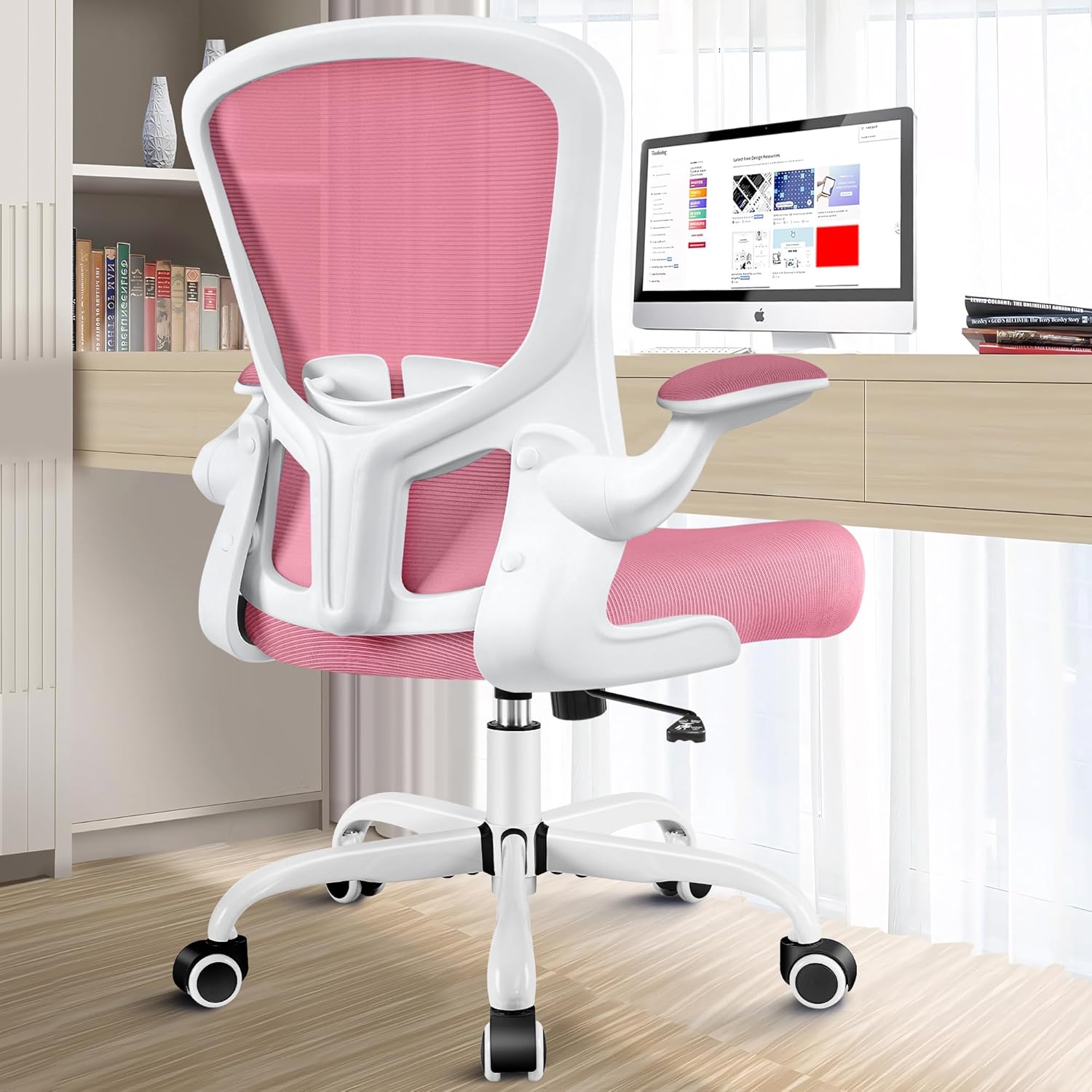 Ergonomic Office Chair, Lumbar Support Desk Chair with Flip-up Armrest and Breat...