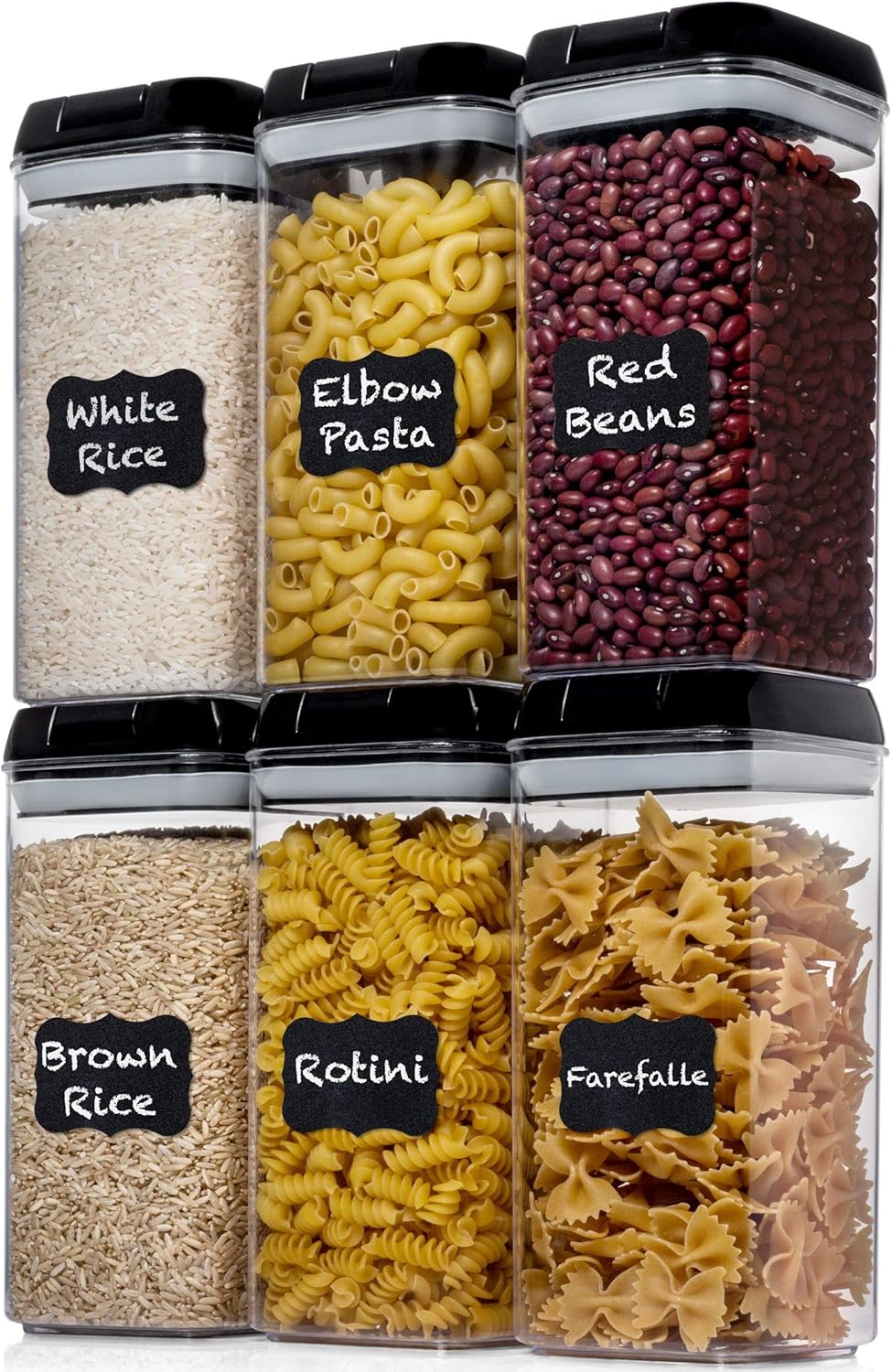 Shazo Airtight Food Storage Containers, 6 Pieces 1.2 L BPA Free Plastic Cereal C...