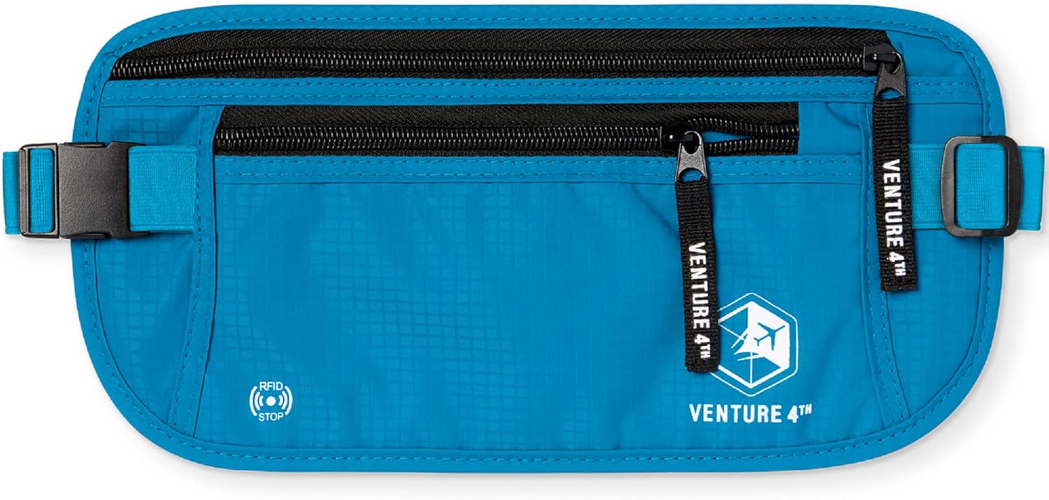 VENTURE 4TH Travel Money Belt - Slim Passport Holder RFID Blocking Travel Pouch...
