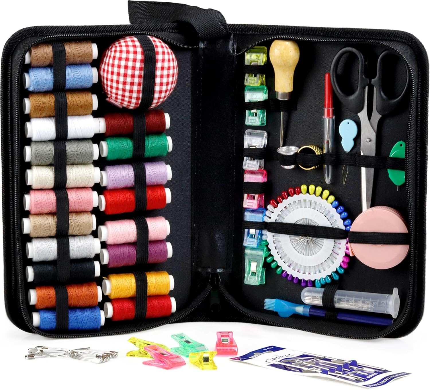 PLANTIONAL Heavy Duty Sewing Kit: 120pcs Needle and Thread Kit 20 Color with Lar...