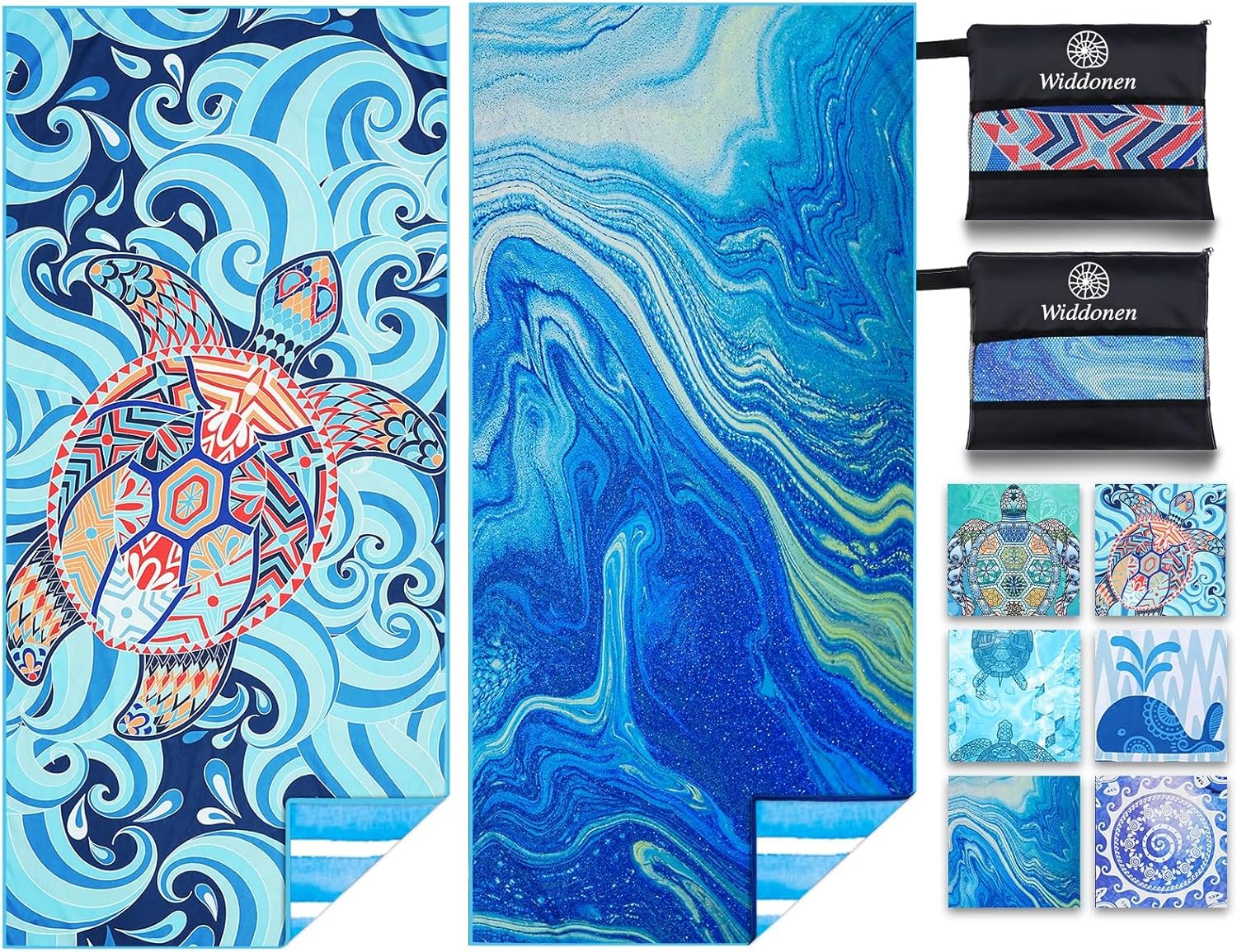 2 Pack Microfiber Lightweight Beach Towel Sand Free Quick Dry Absorbent Thin Com...