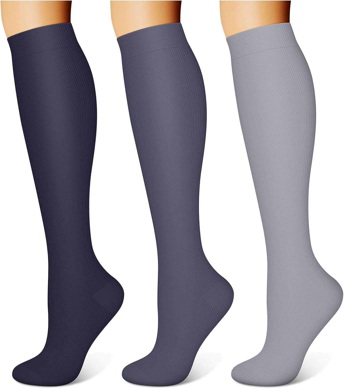 3 Pairs Compression Socks for Women & Men 15-20 mmHg,Best Support for Nurses Run...