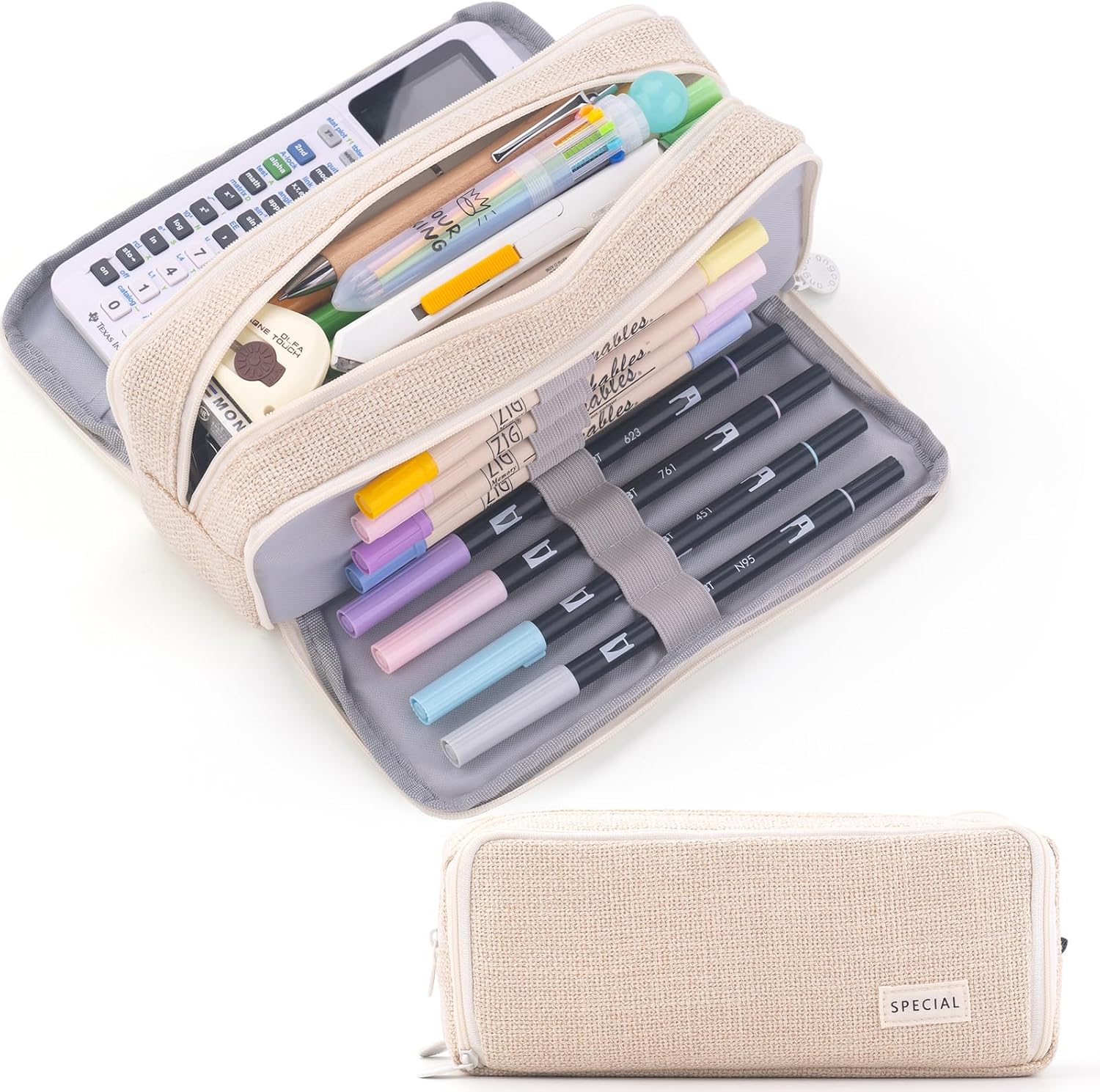 CICIMELON 3 Compartment Pencil Case Bag Big Storage Pencil Pouch Pen Case for Sc...