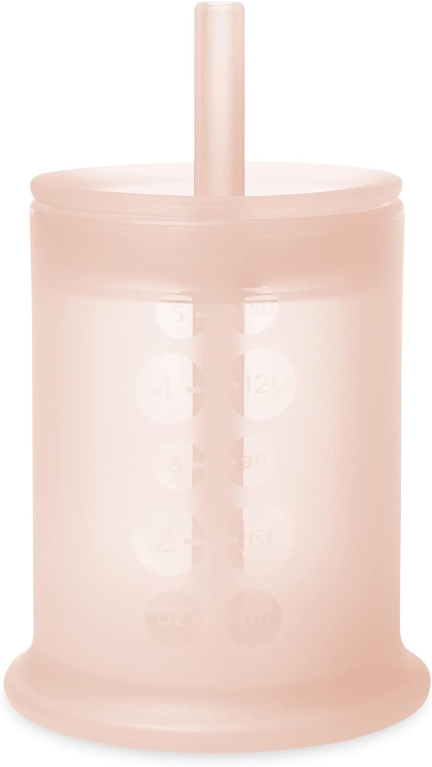 Olababy Silicone Training Cup with Straw Lid | Babies Water Drinking Cup | 6+ Mo...
