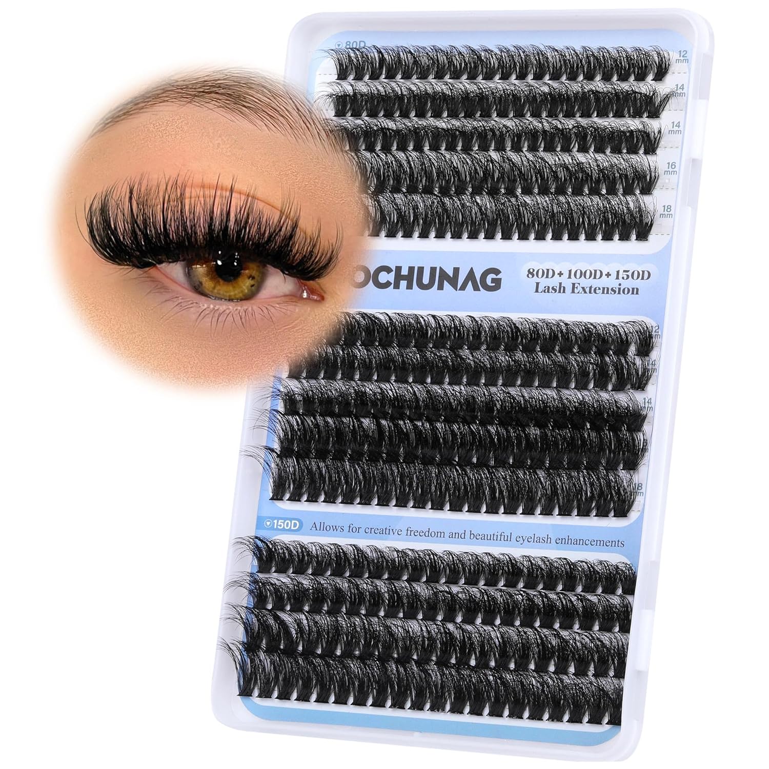 TOOCHUNAG Fluffy Lash Clusters 3 Styles Individual Lashes Cluster Eyelash Extens...