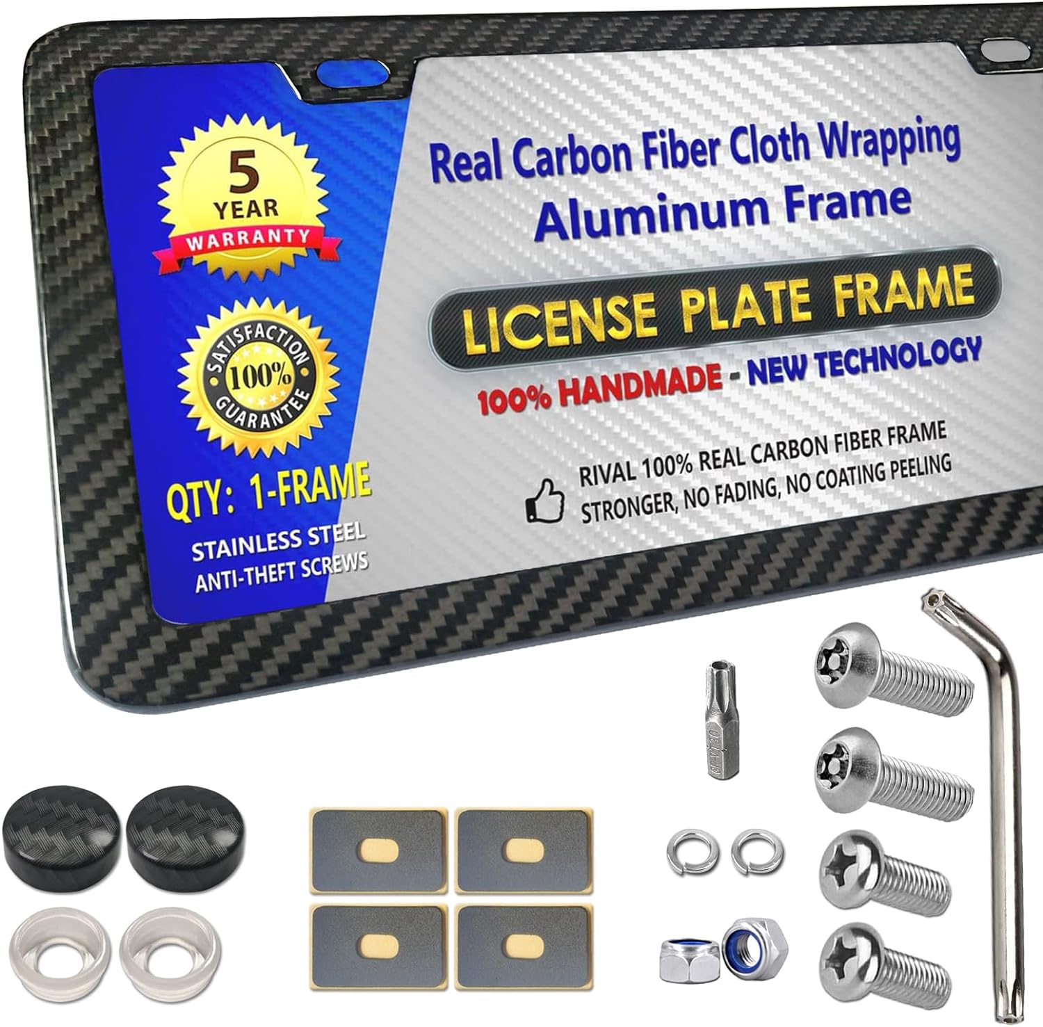 BGGTMO License Plate Frame Carbon Fiber - Aluminum License Plate Frames Handmade...