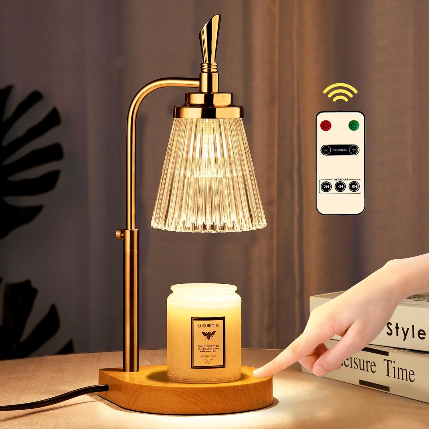 Candle Warmer Lamp, Remote Control & Touch Control Candle Warmer with 2-4-8H Tim...
