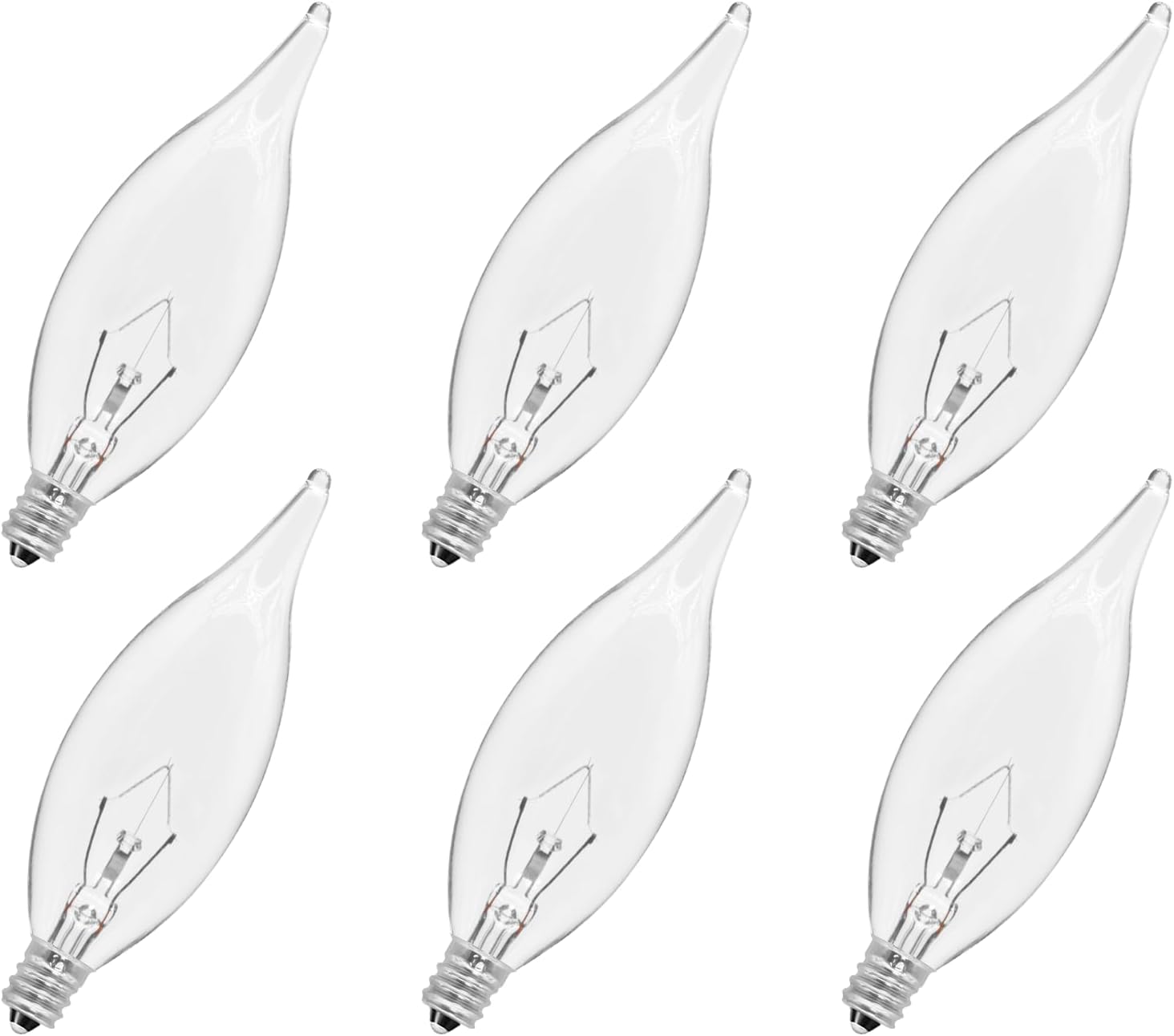 6-Pack E12 Candle Light Bulbs 40W Warm White 2500K, 380 Lumen Dimmable Chandelie...