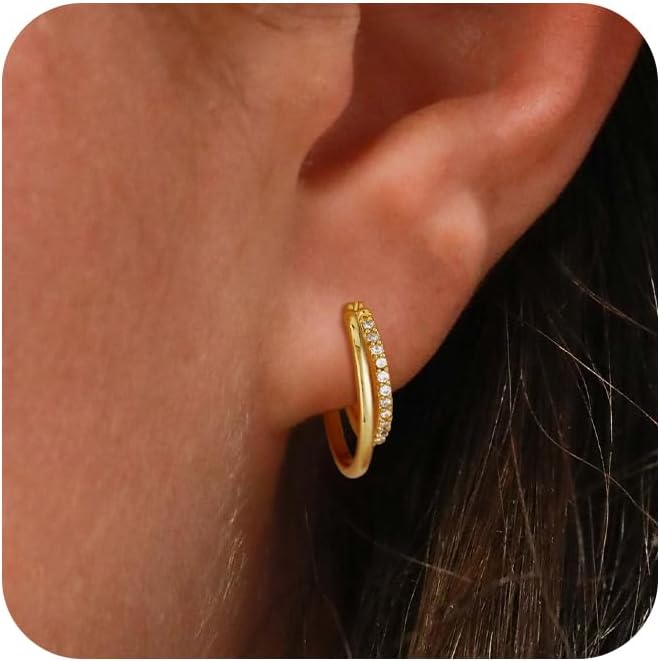 Chunky Gold Hoop Earrings for Women, Trendy 14K Gold Plated Gold/Silver Chunky H...