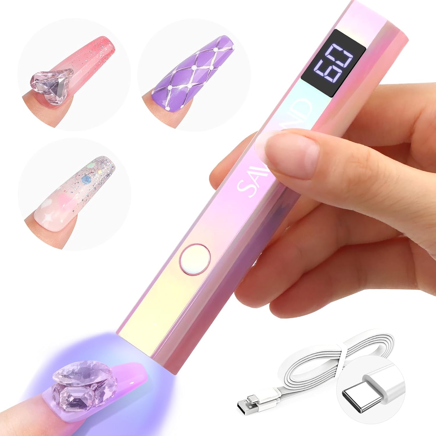 SAVILAND Handheld U V Light for Nails: 12W Portable Mini UV Light for Gel Nail 3...