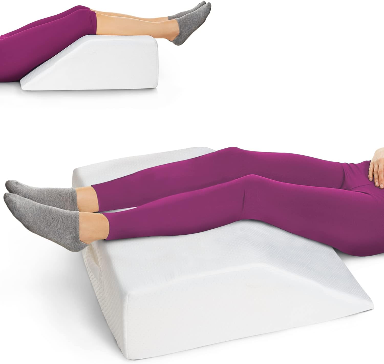 Leg Elevation Wedge Pillow for Sleeping, After Surgery | Memory Foam | Relieves...
