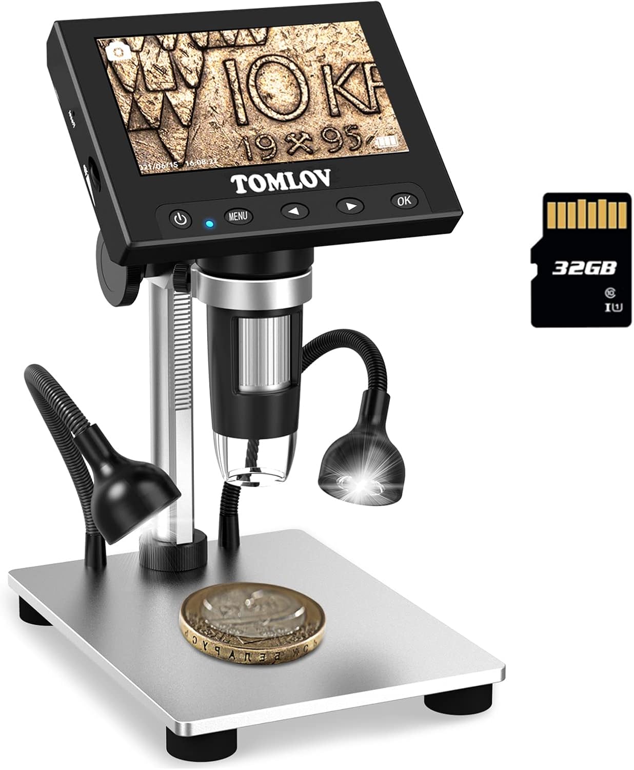 TOMLOV 1000X Error Coin Microscope with 4.3" LCD Screen, USB Digital Microscope...