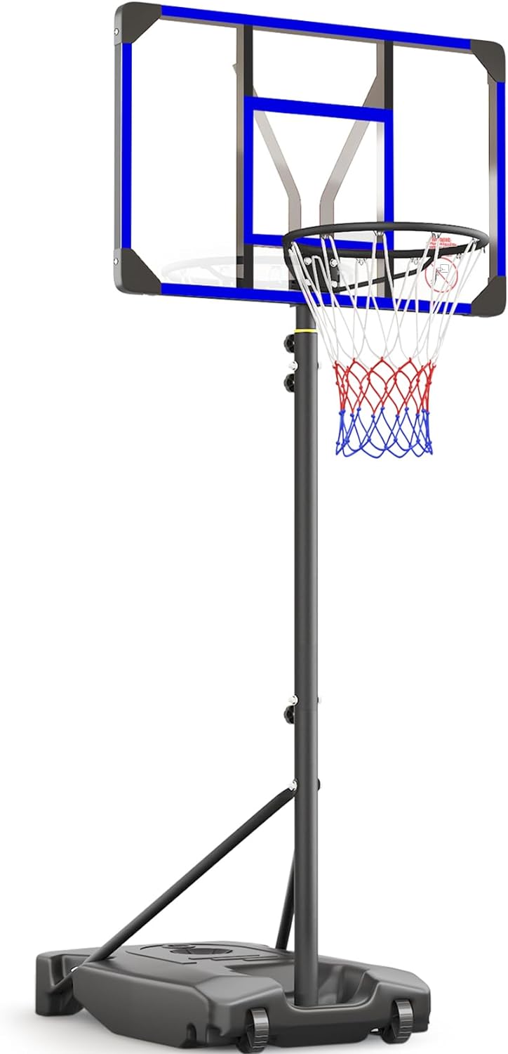Kids Basketball Hoop Outdoor 4.82-8.53ft Adjustable, Portable Basketball Hoops &...