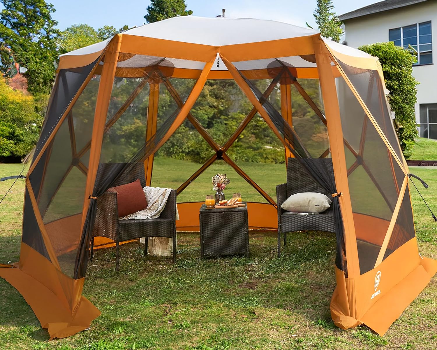 EVER ADVANCED Pop up Gazebo Tent for Backyard, 11.5 x 9.8 ft, Instant Screened T...