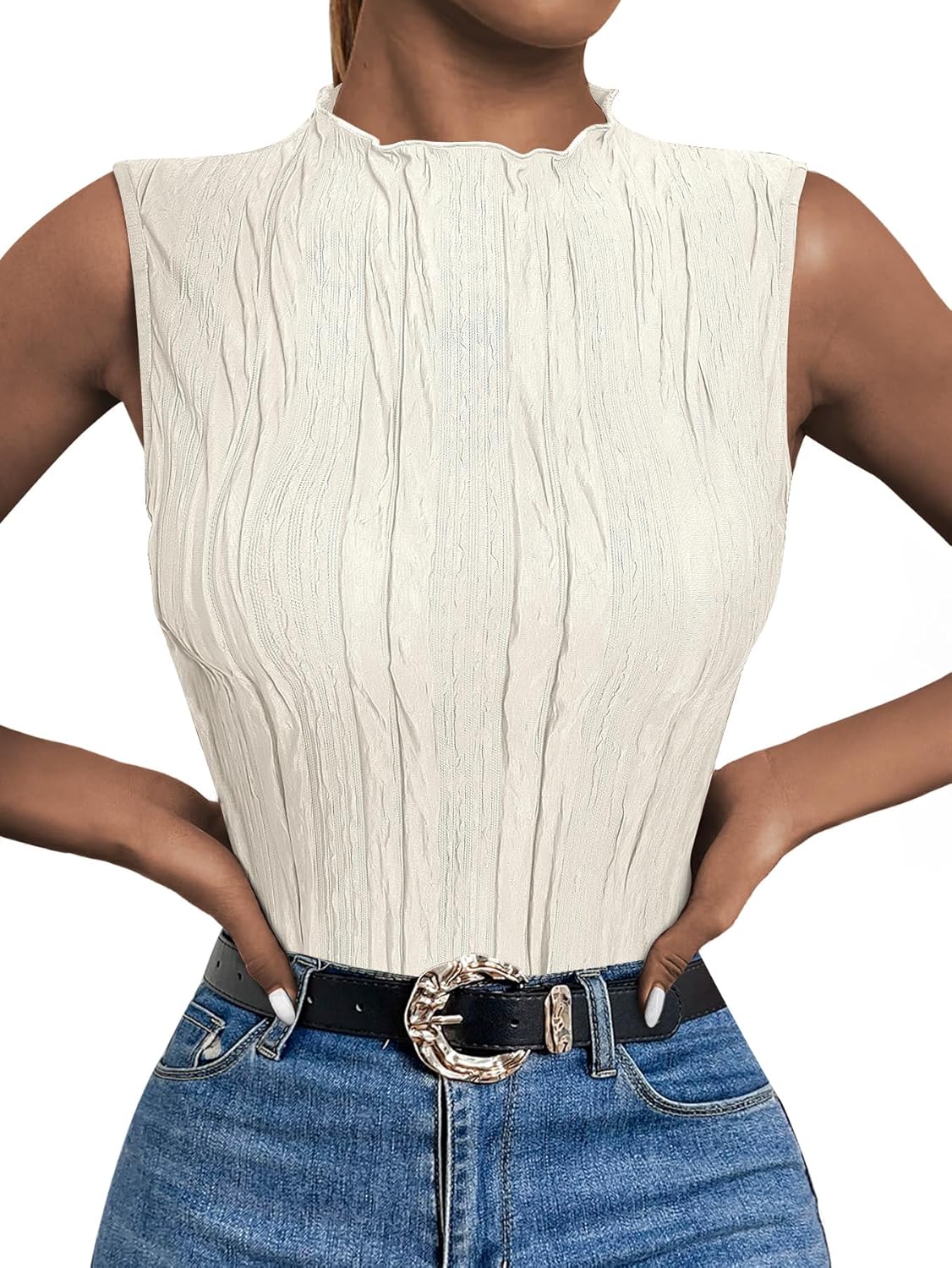 LILLUSORY Women's Mock Neck Business Casual Tank T...