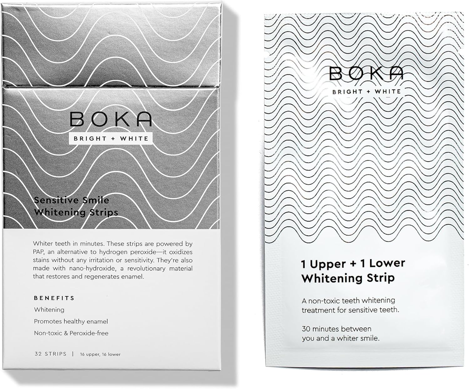 Boka New Teeth Whitening Strips for Adults - 32 White Strips (16 Treatments) - N...