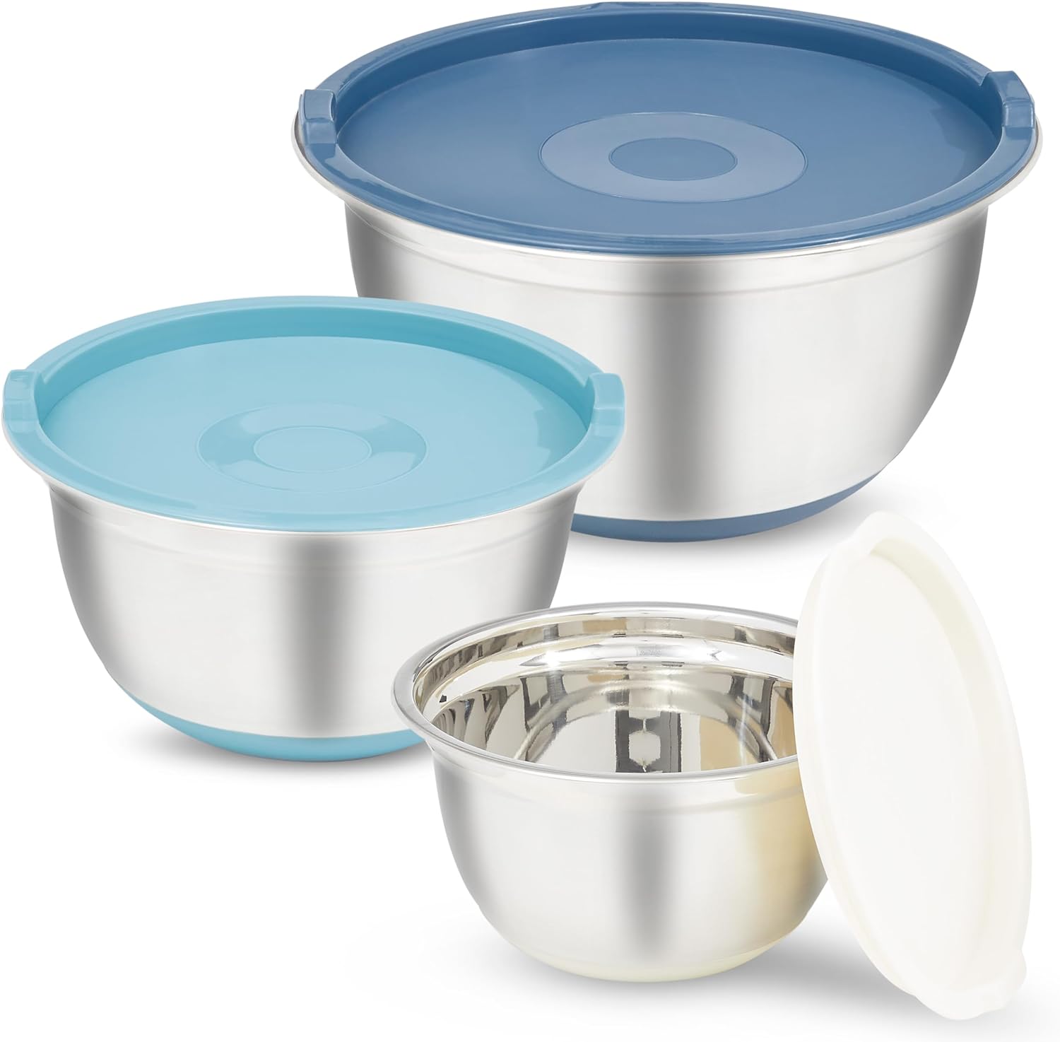 COOK WITH COLOR Mixing Bowls with Airtight Lids - 6 piece Stainless Steel Metal...