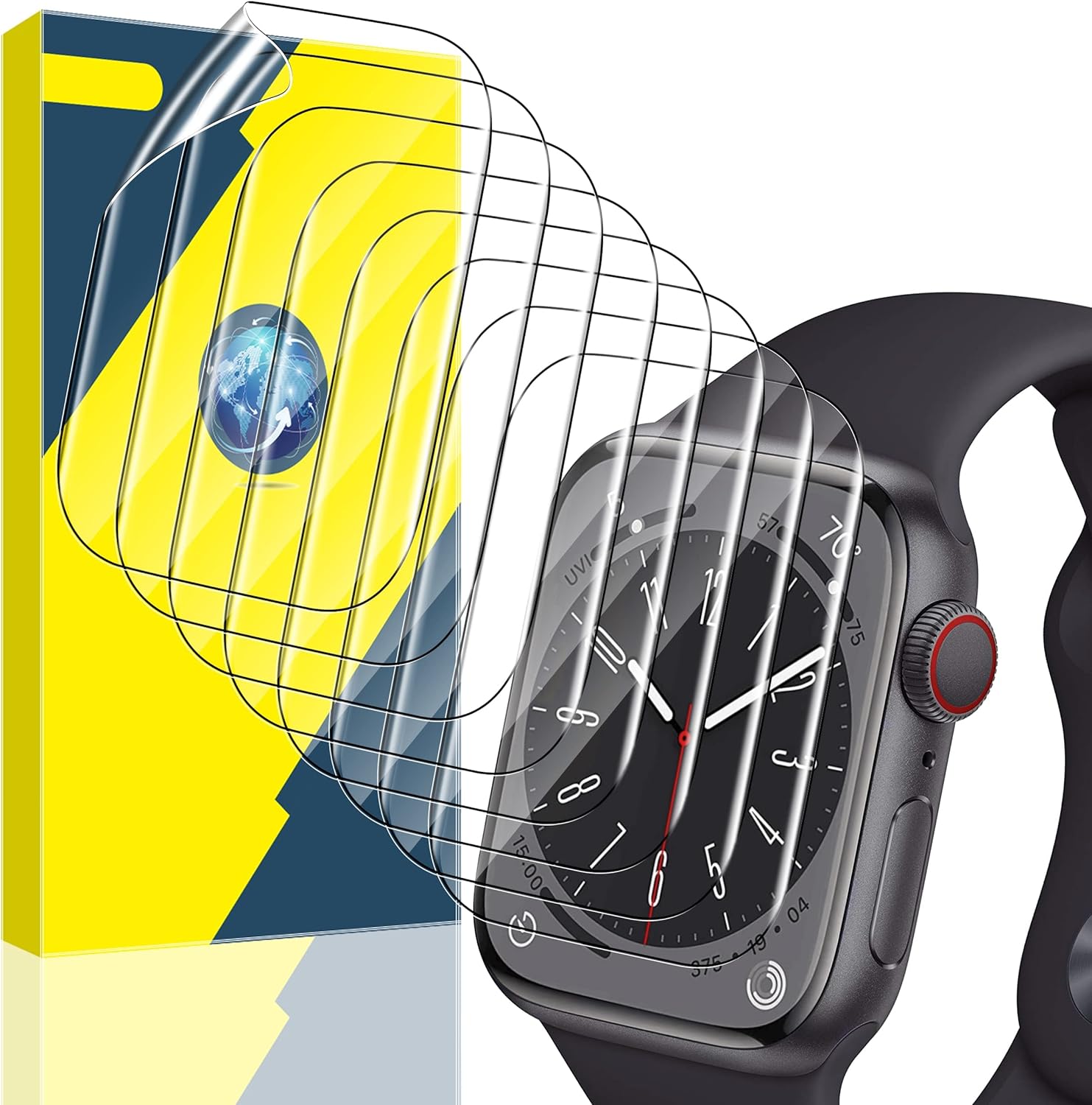 YMHML [ 8 Pack Screen Protector Compatible for Apple Watch 45mm Series 9 Series...