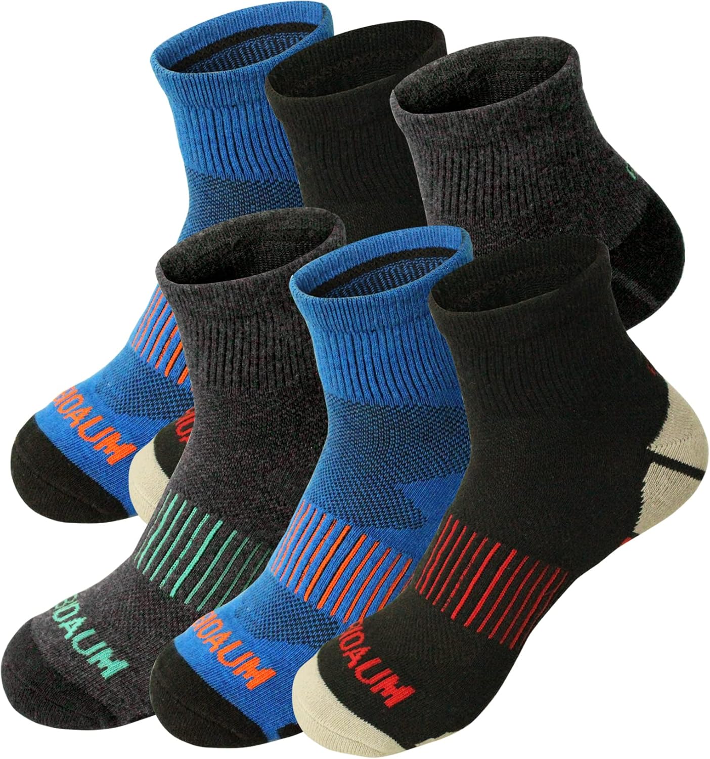 BIOAUM Men's Athletic Socks Size 10-13 - 6 Pairs Cotton Cushioned Quarter Socks...